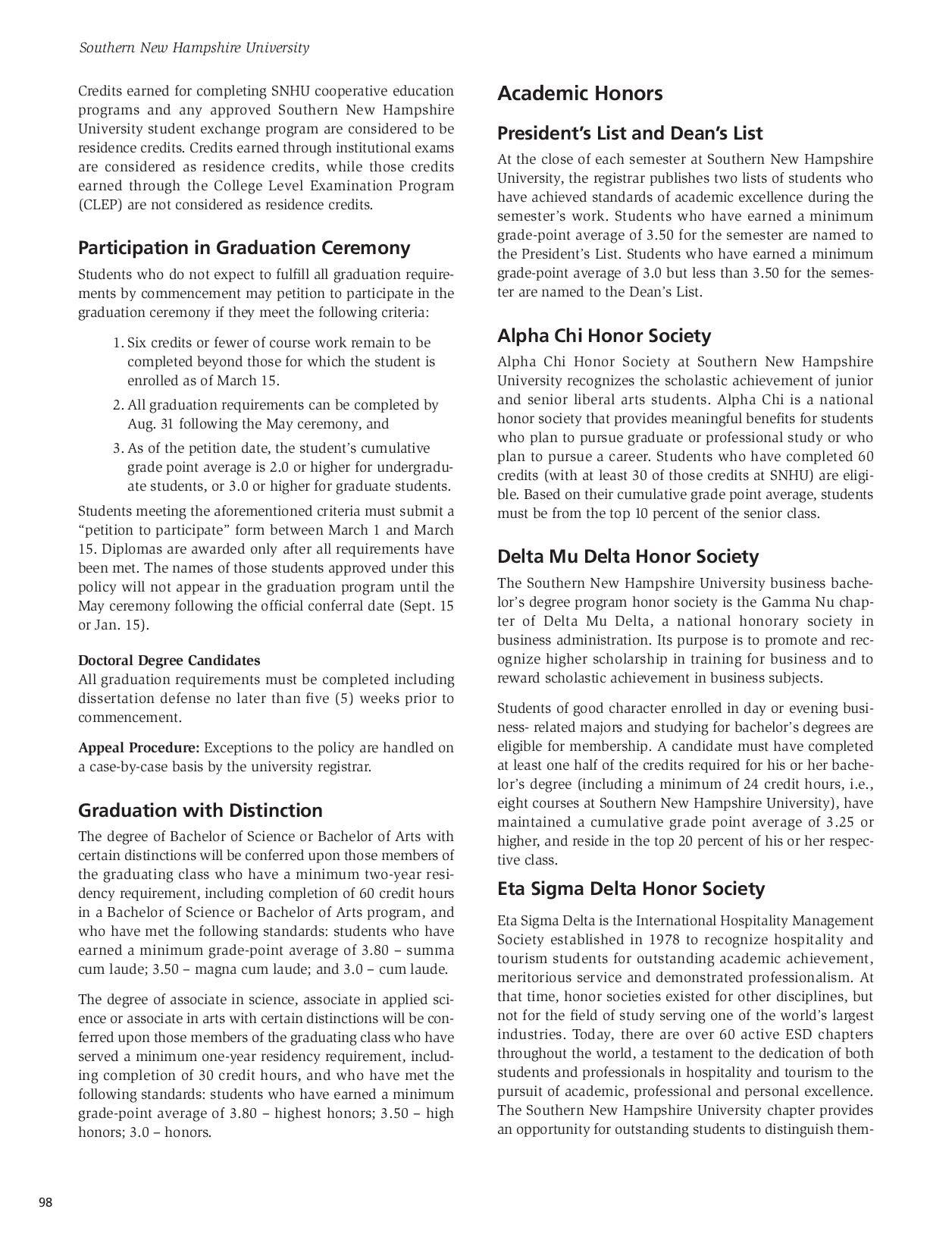 SNHU Undergraduate Catalog 20082009 by Southern New Hampshire