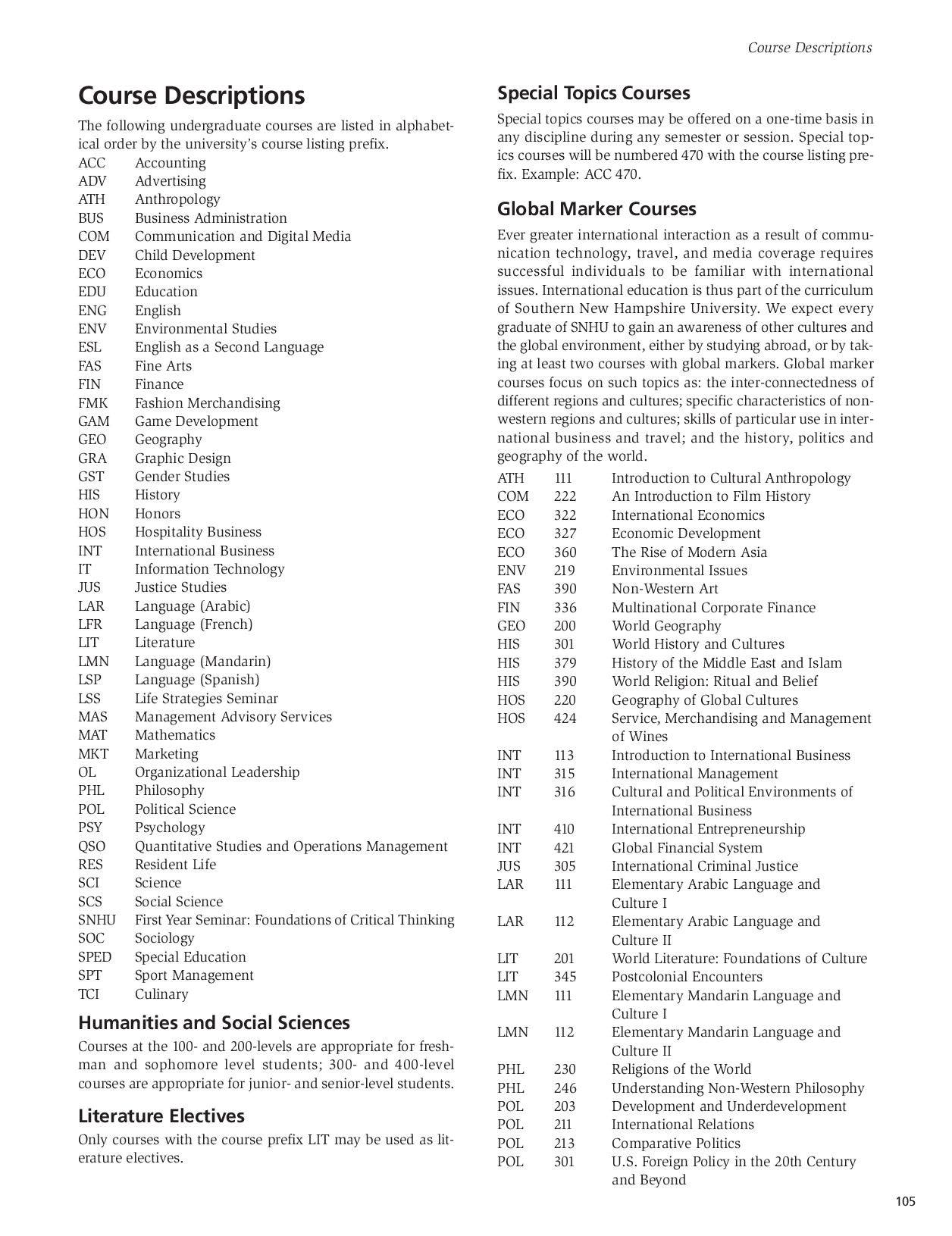SNHU Undergraduate Catalog 20082009 by Southern New Hampshire