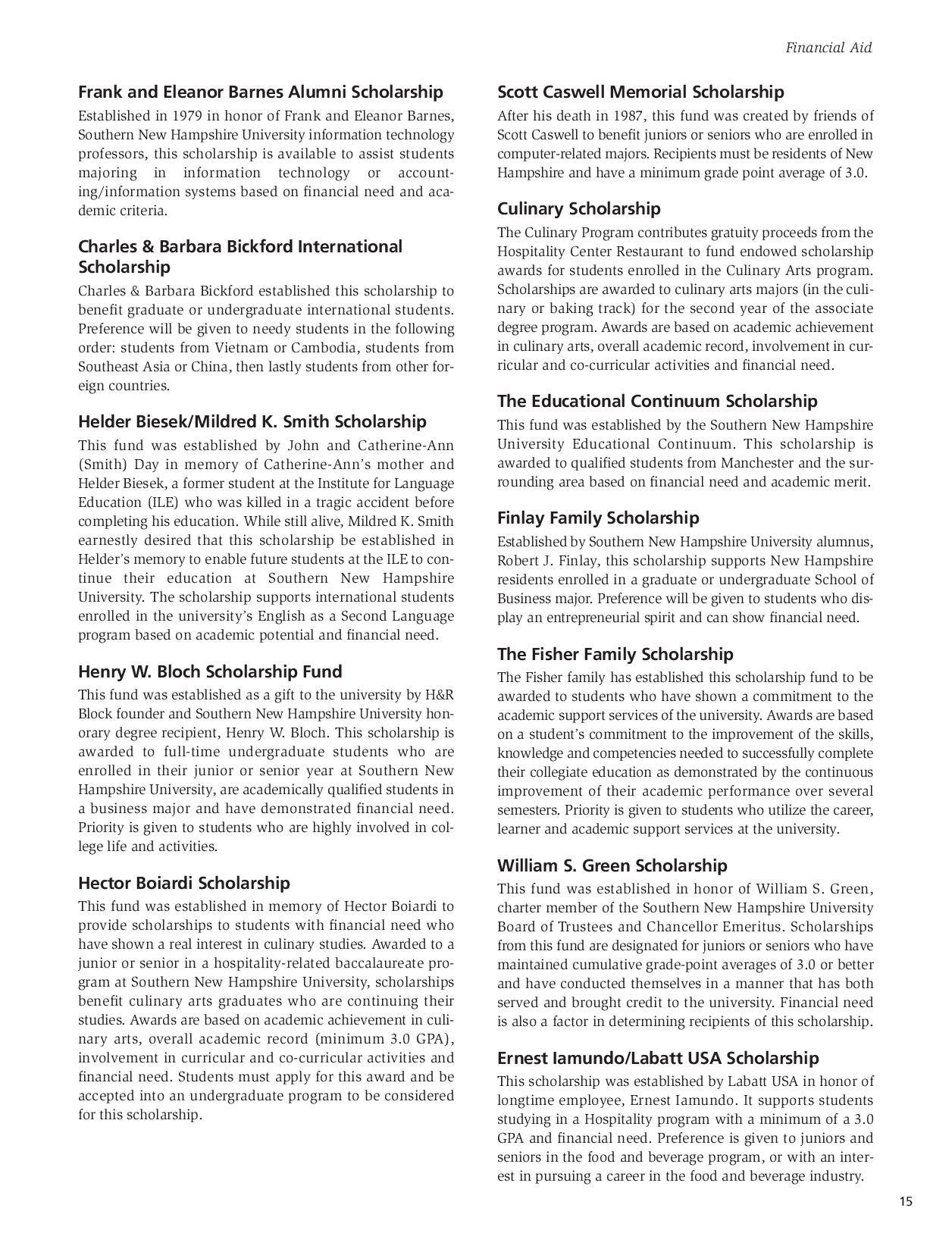 SNHU Undergraduate Catalog 20082009 by Southern New Hampshire