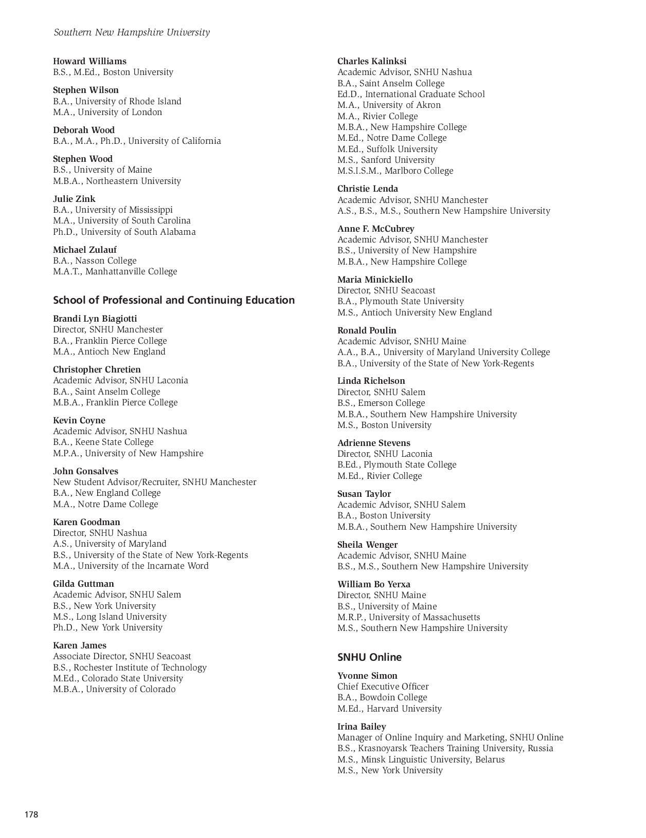 SNHU Undergraduate Catalog 20082009 by Southern New Hampshire