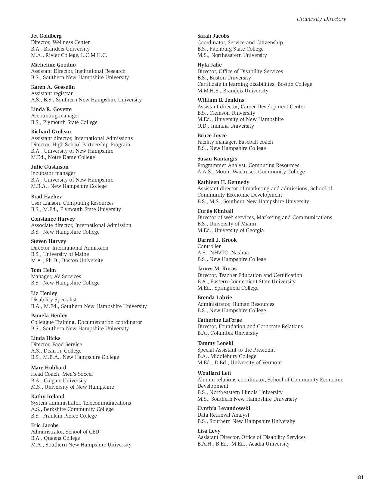 SNHU Undergraduate Catalog 20082009 by Southern New Hampshire
