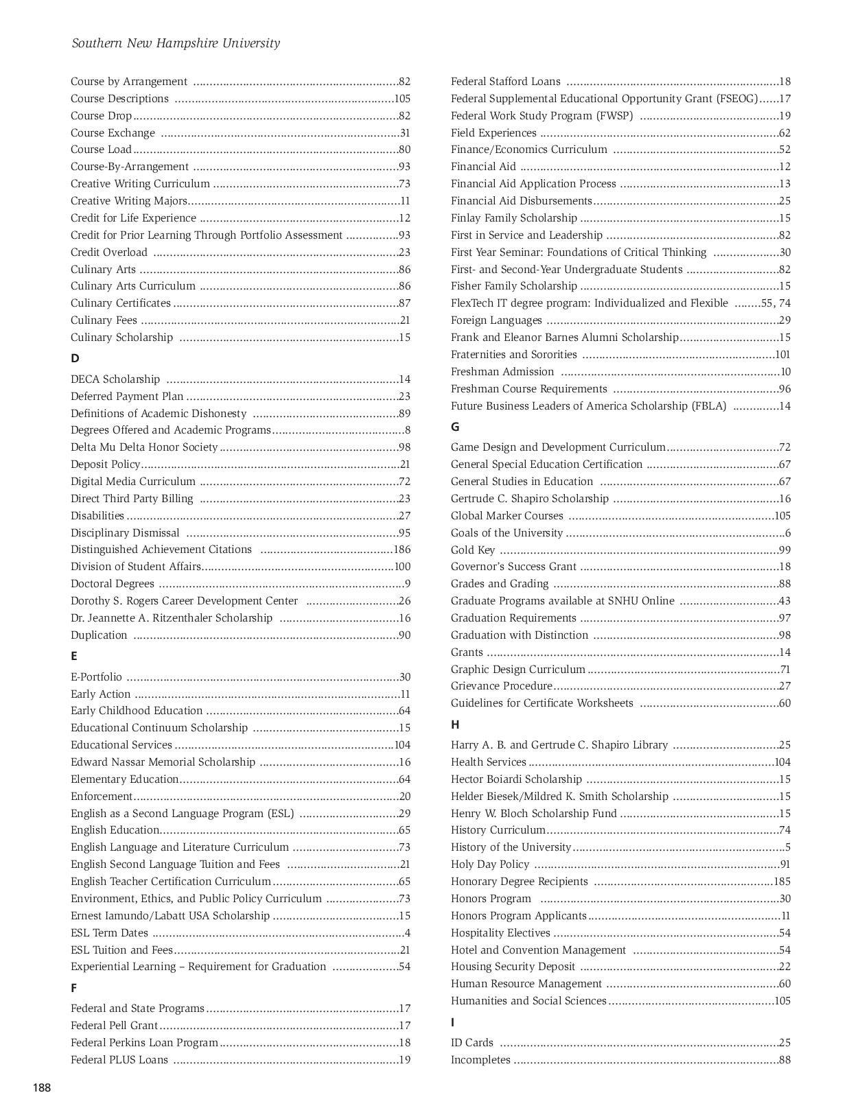 SNHU Undergraduate Catalog 20082009 by Southern New Hampshire