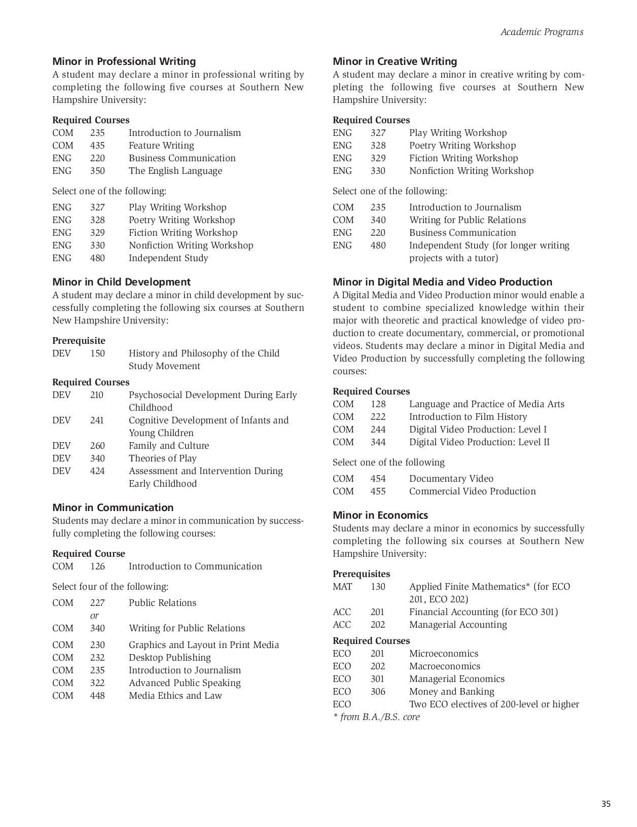 SNHU Undergraduate Catalog 20082009 by Southern New Hampshire