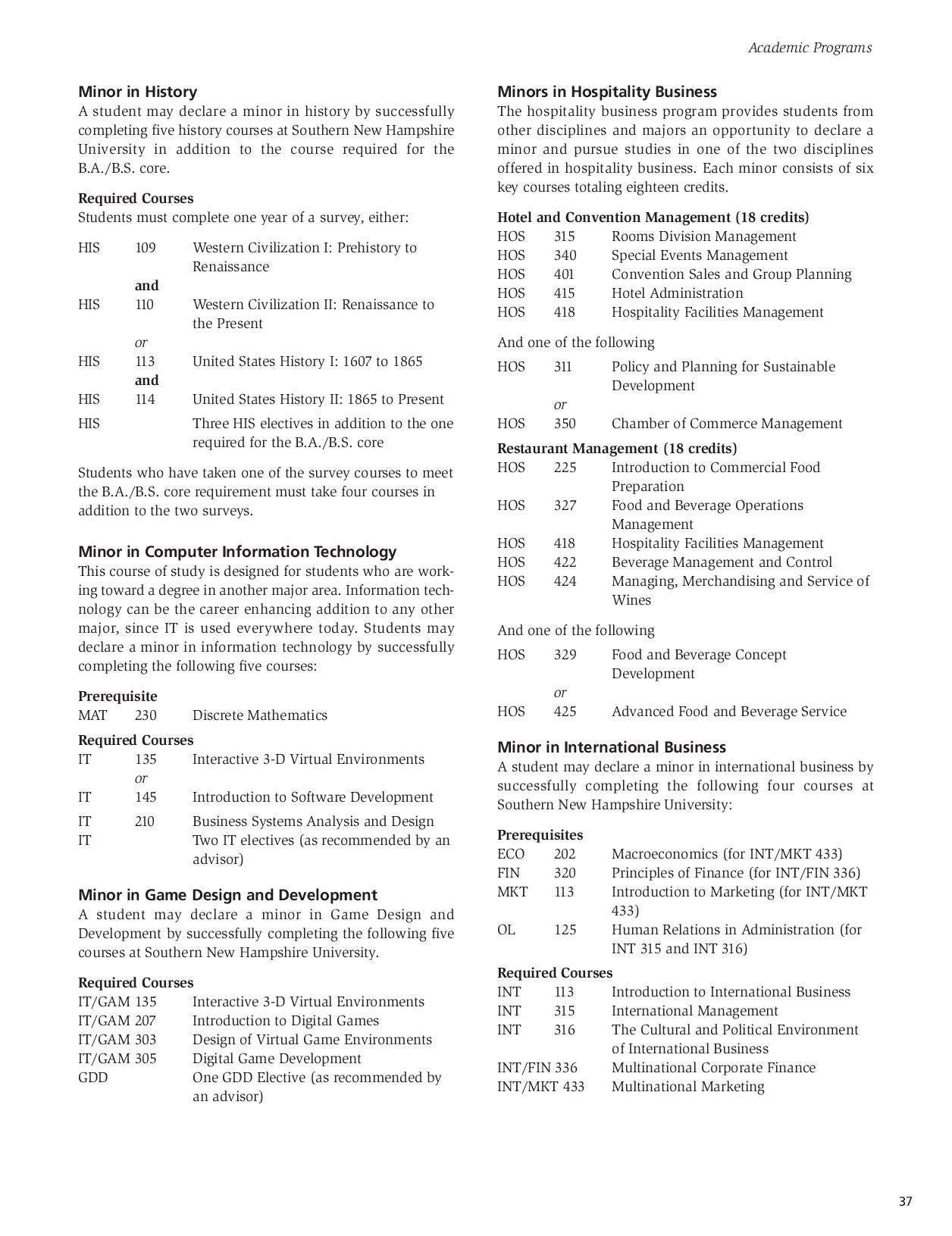 SNHU Undergraduate Catalog 20082009 by Southern New Hampshire