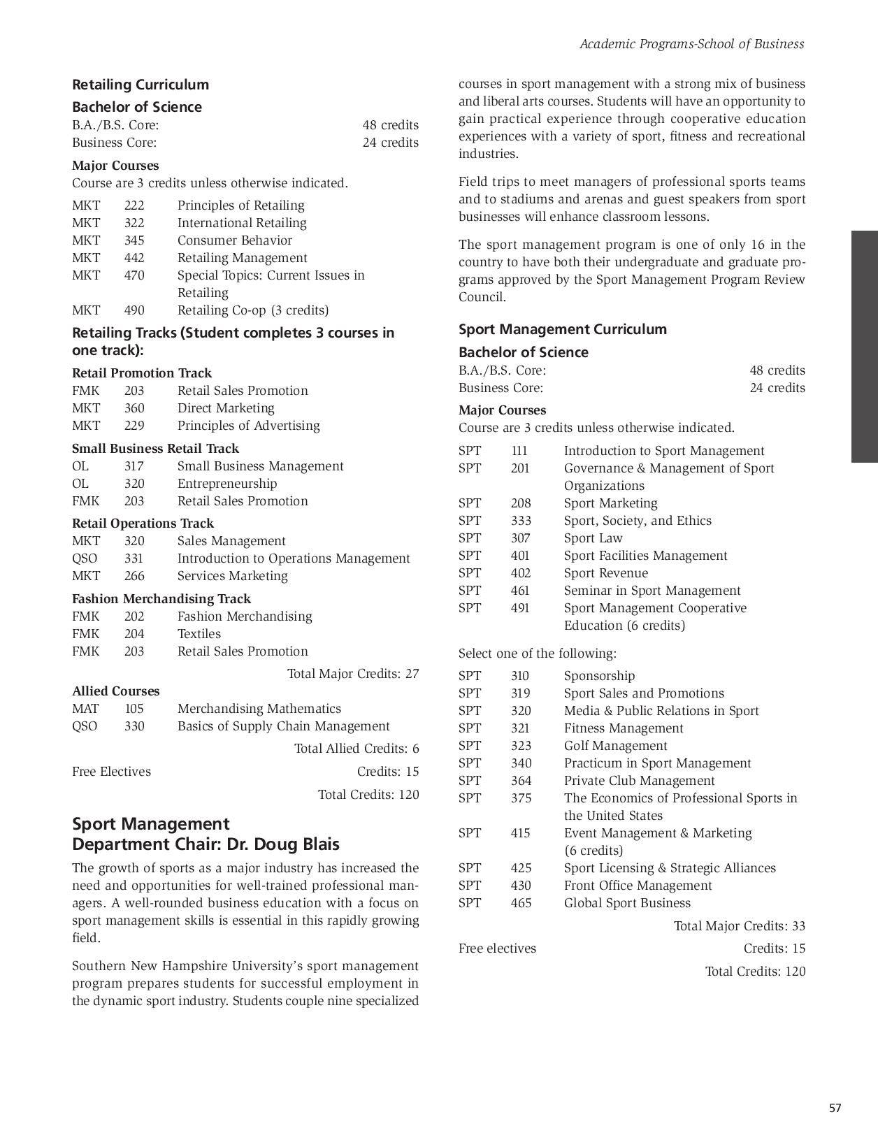SNHU Undergraduate Catalog 20082009 by Southern New Hampshire