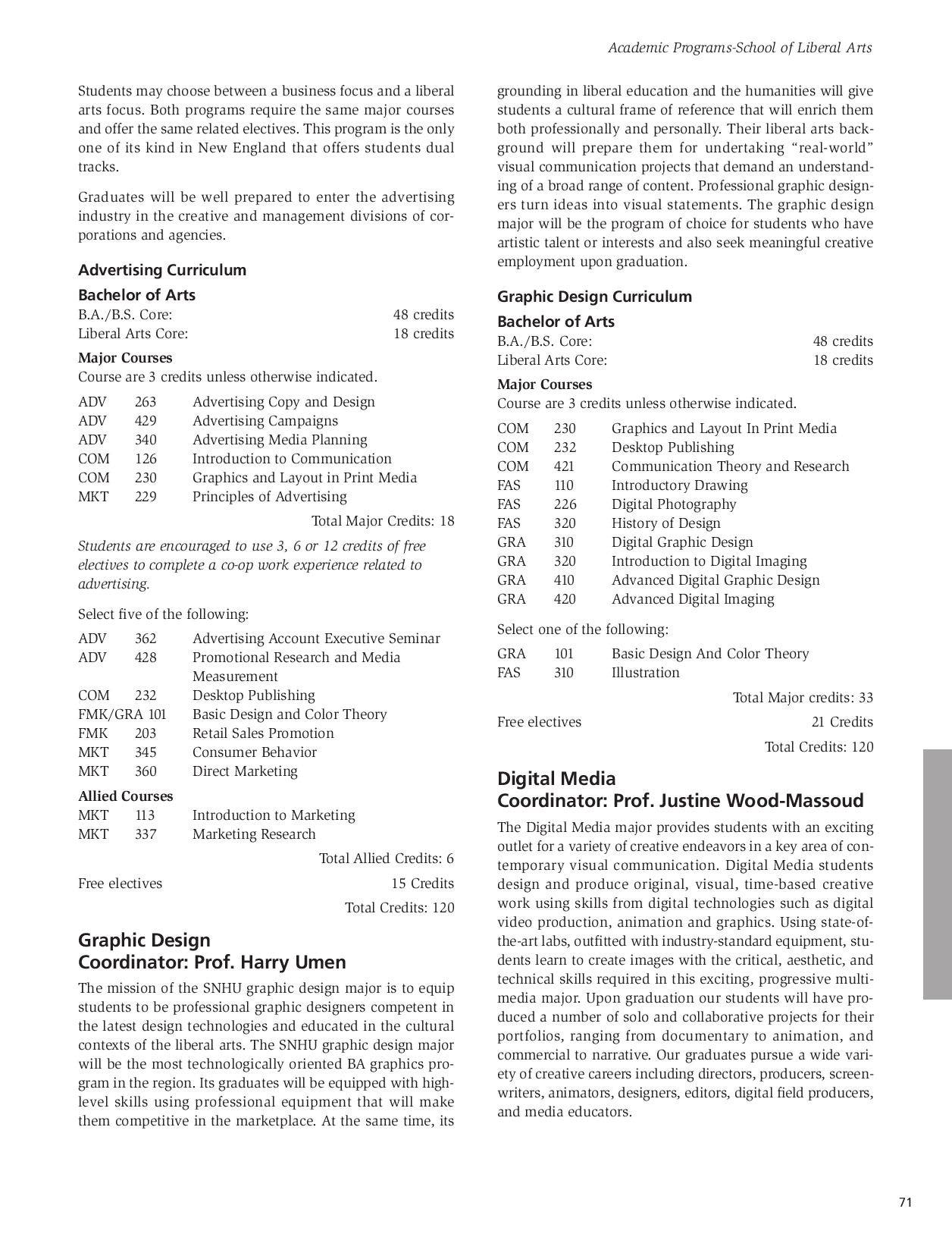 SNHU Undergraduate Catalog 20082009 by Southern New Hampshire