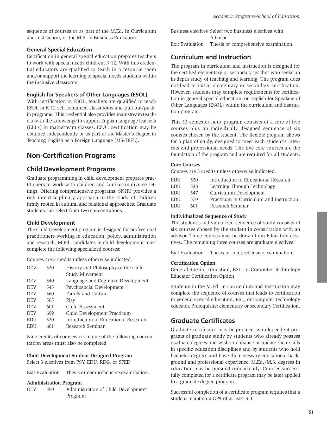 SNHU Graduate Catalog 20082009 by Southern New Hampshire University