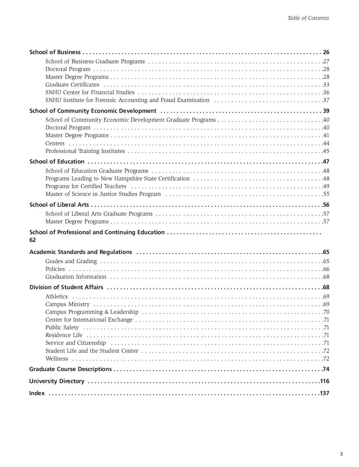 SNHU Graduate Catalog 20082009 by Southern New Hampshire University