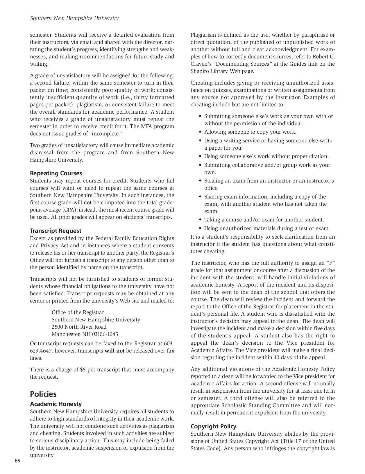 SNHU Graduate Catalog 20082009 by Southern New Hampshire University