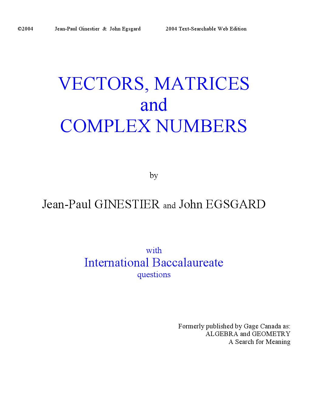 Vectors Matrices Complex Numbers Part 2 By Jean Paul Ginestier Issuu