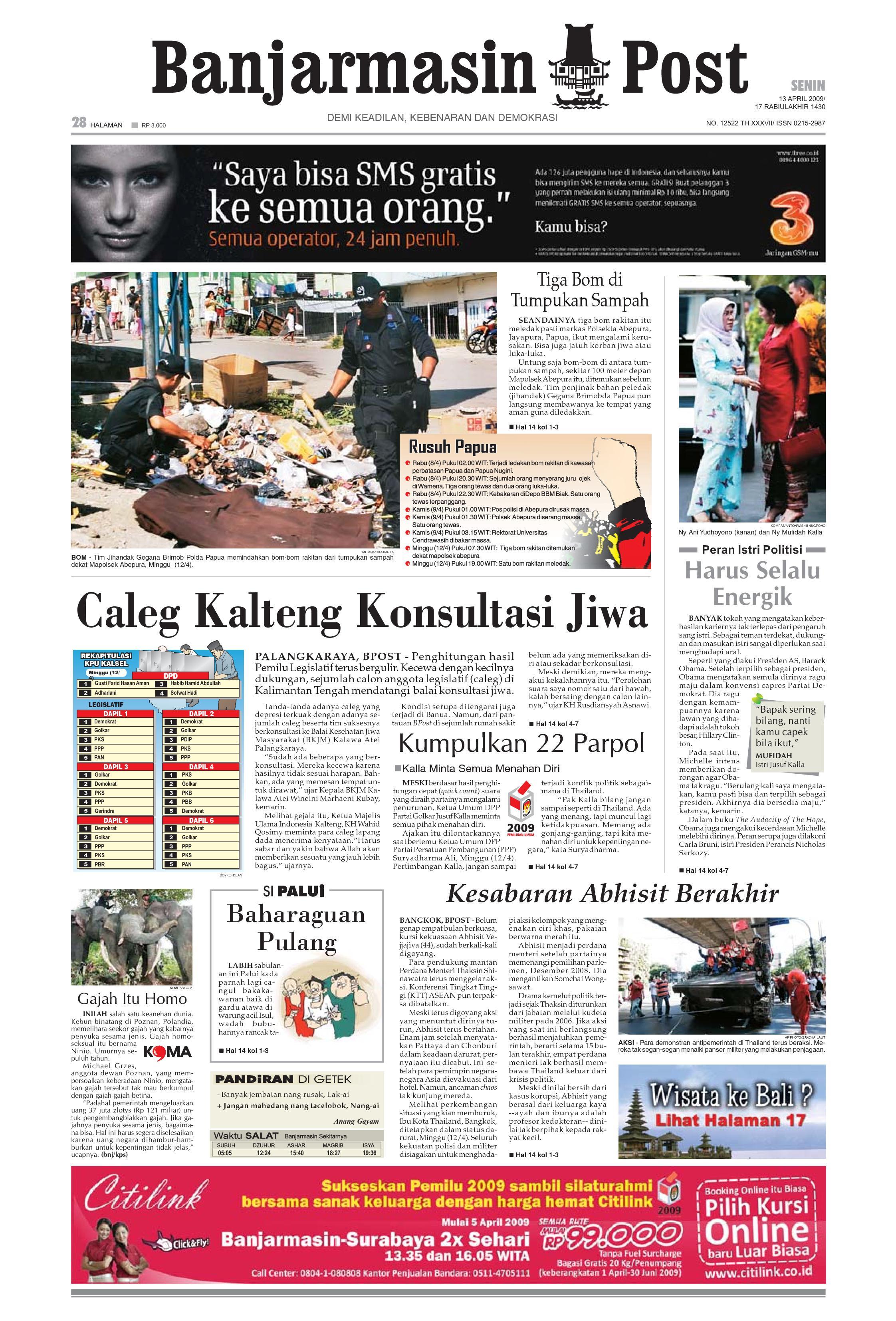 Banjarmasin Post Edisi Senin 13 April 2009 By Banjarmasin Post