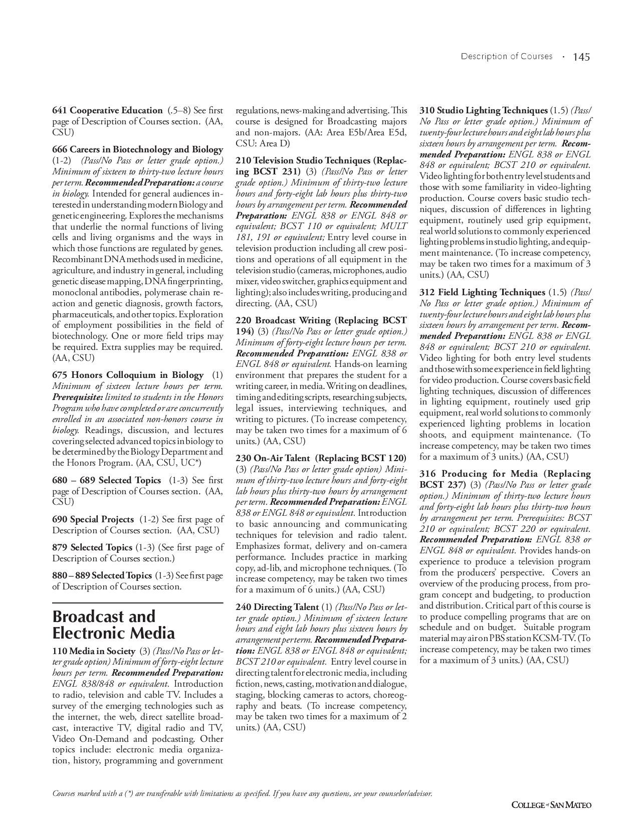 College of San Mateo 2008/2009 Catalog by College of San Mateo Issuu