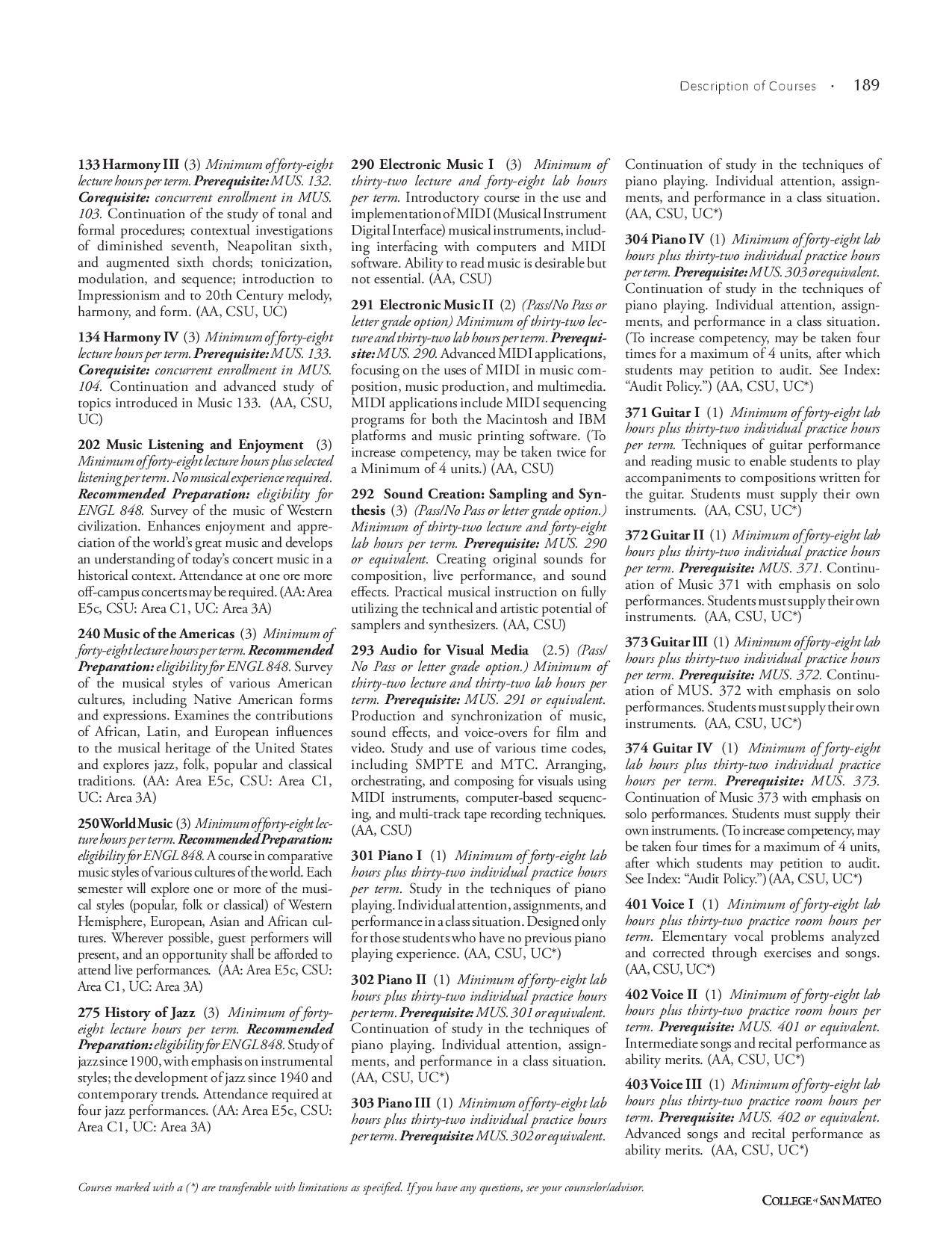 College of San Mateo 2008/2009 Catalog by College of San Mateo Issuu