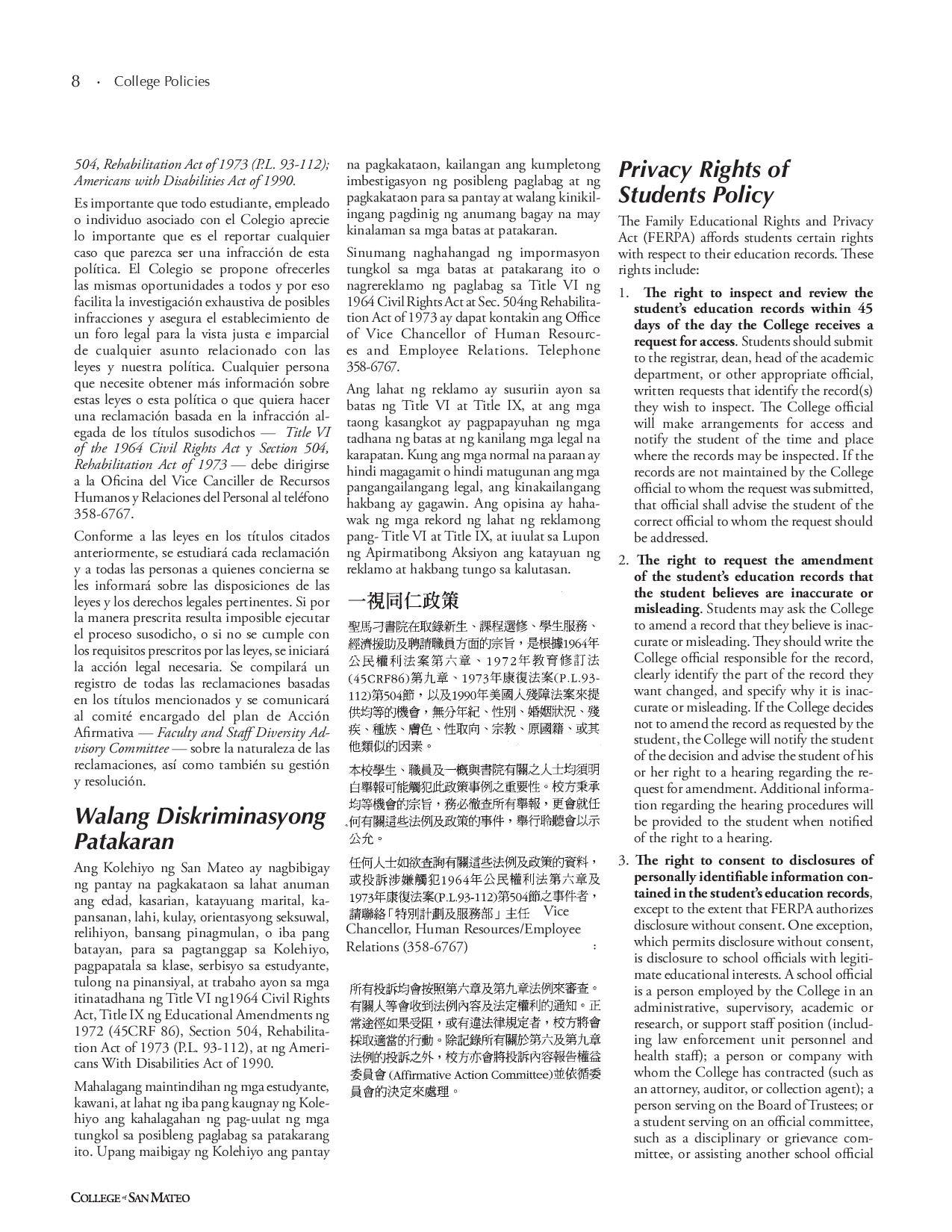 College of San Mateo 2008/2009 Catalog by College of San Mateo Issuu