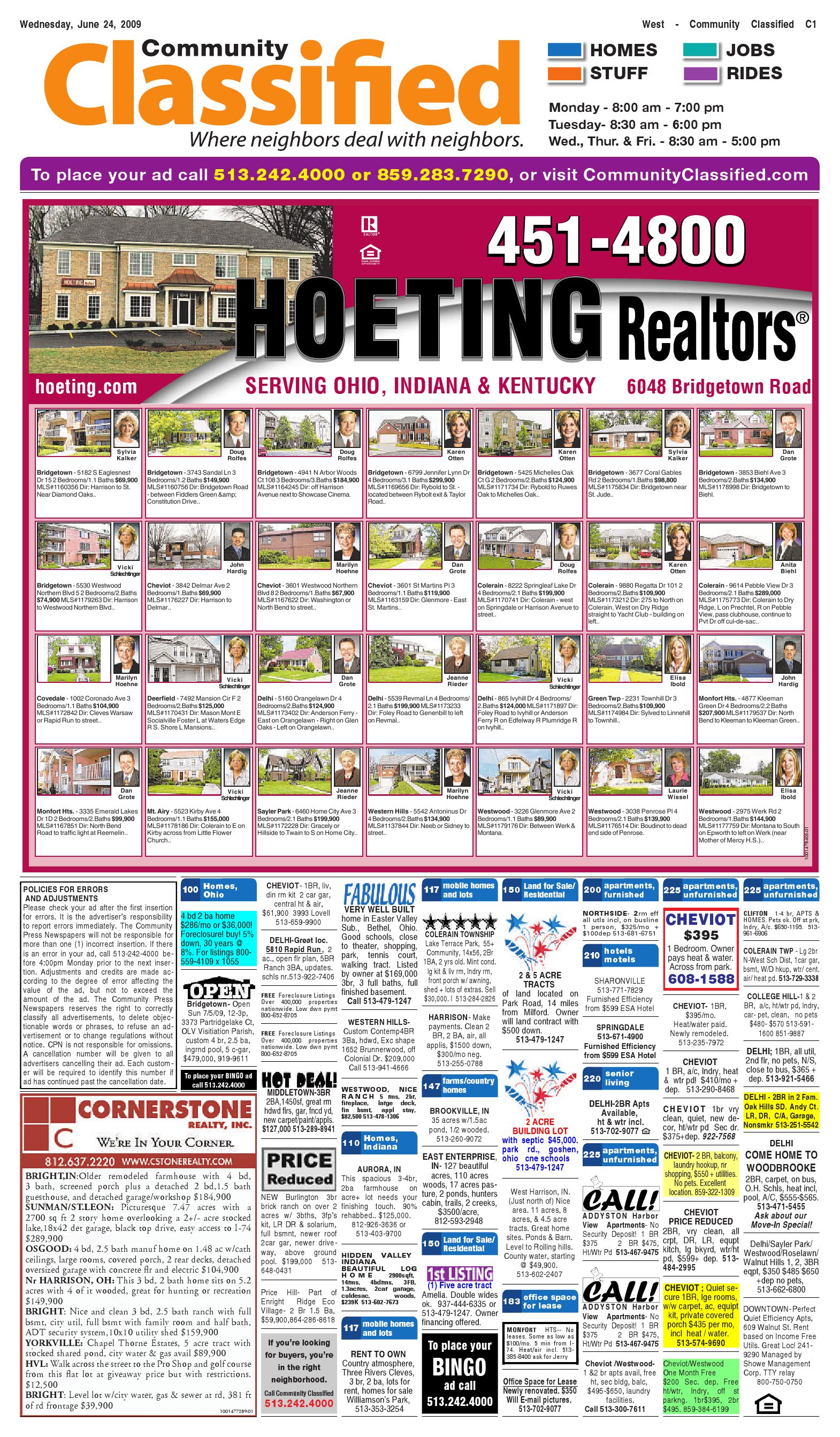 communityclassifiedwest06252009 by Enquirer Media Issuu