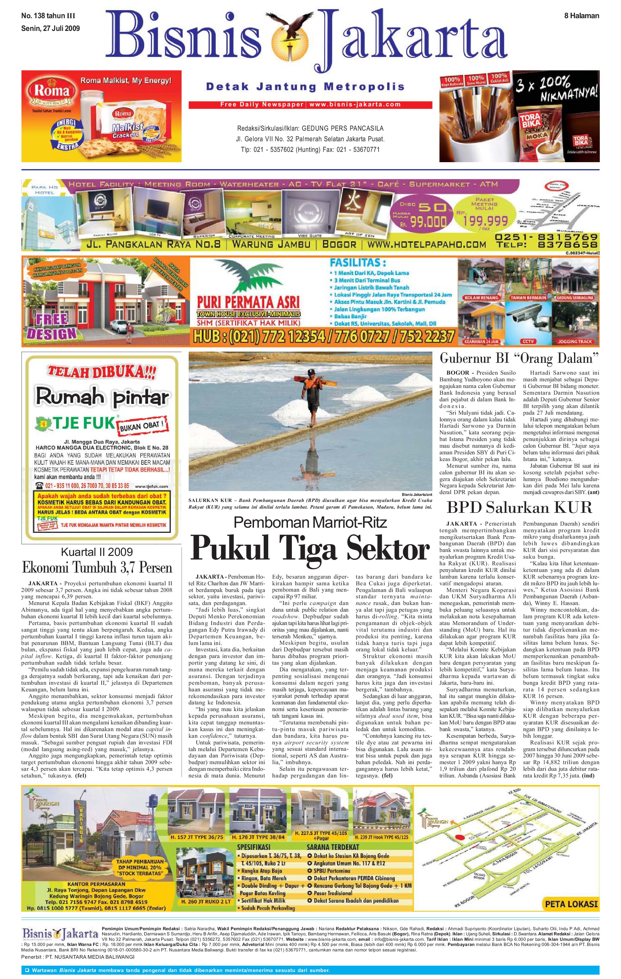 Bisnis Jakarta Senin 27 07 2009 by e Paper KMB issuu page 1