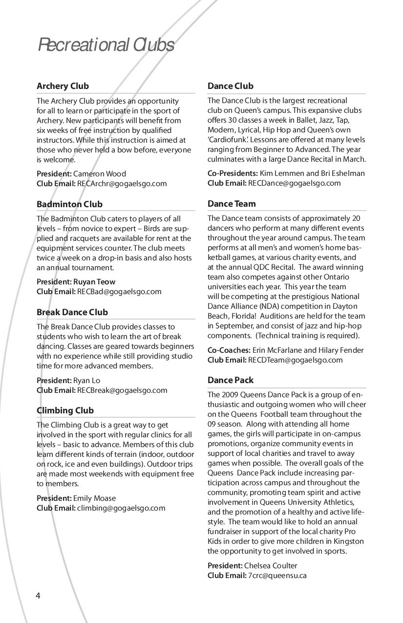 Queen S University Recreation Fall Winter Guide 09 10 By Queen S Gaels Issuu