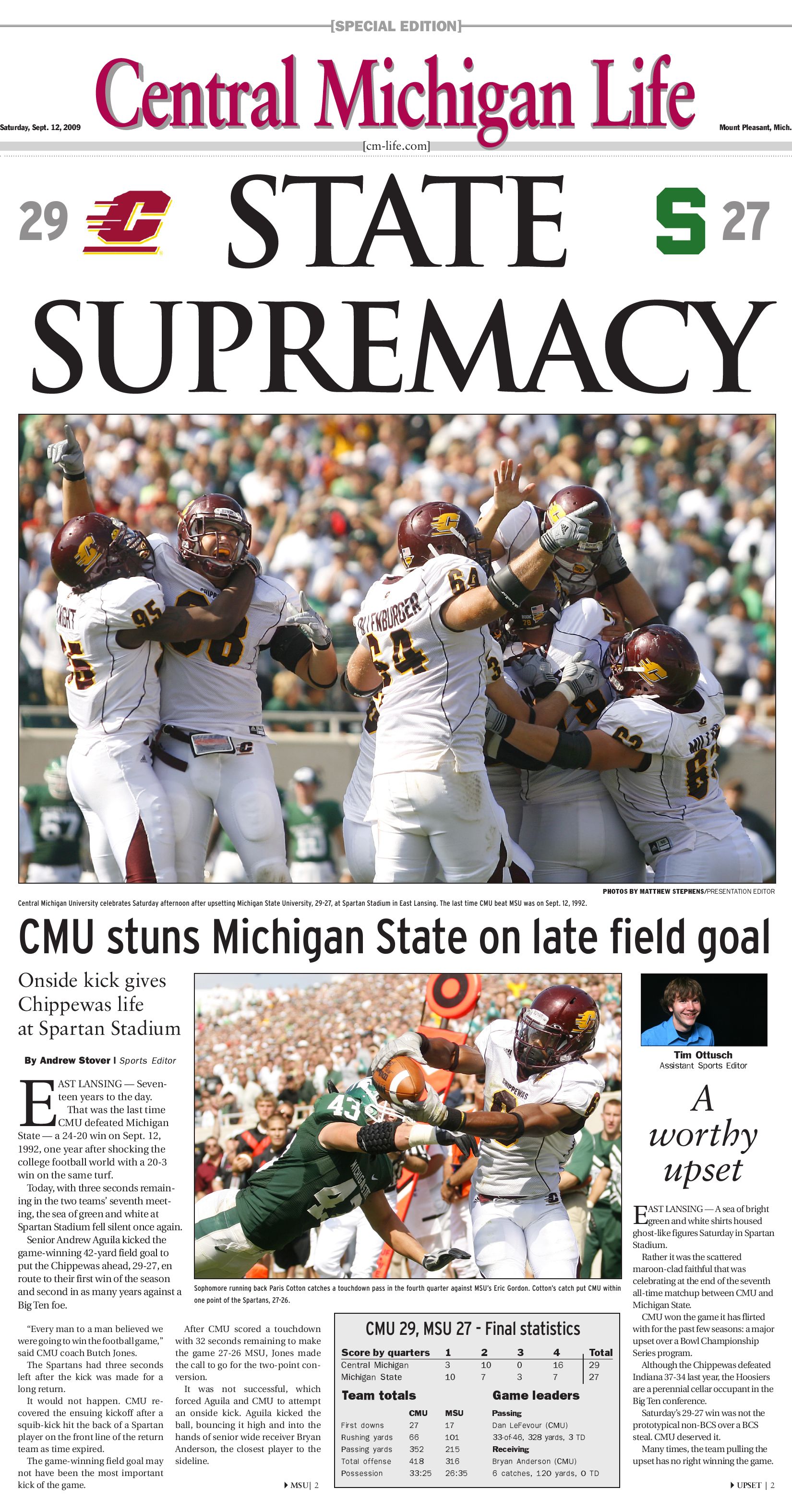 CMU Beat MSU By Central Michigan Life Issuu