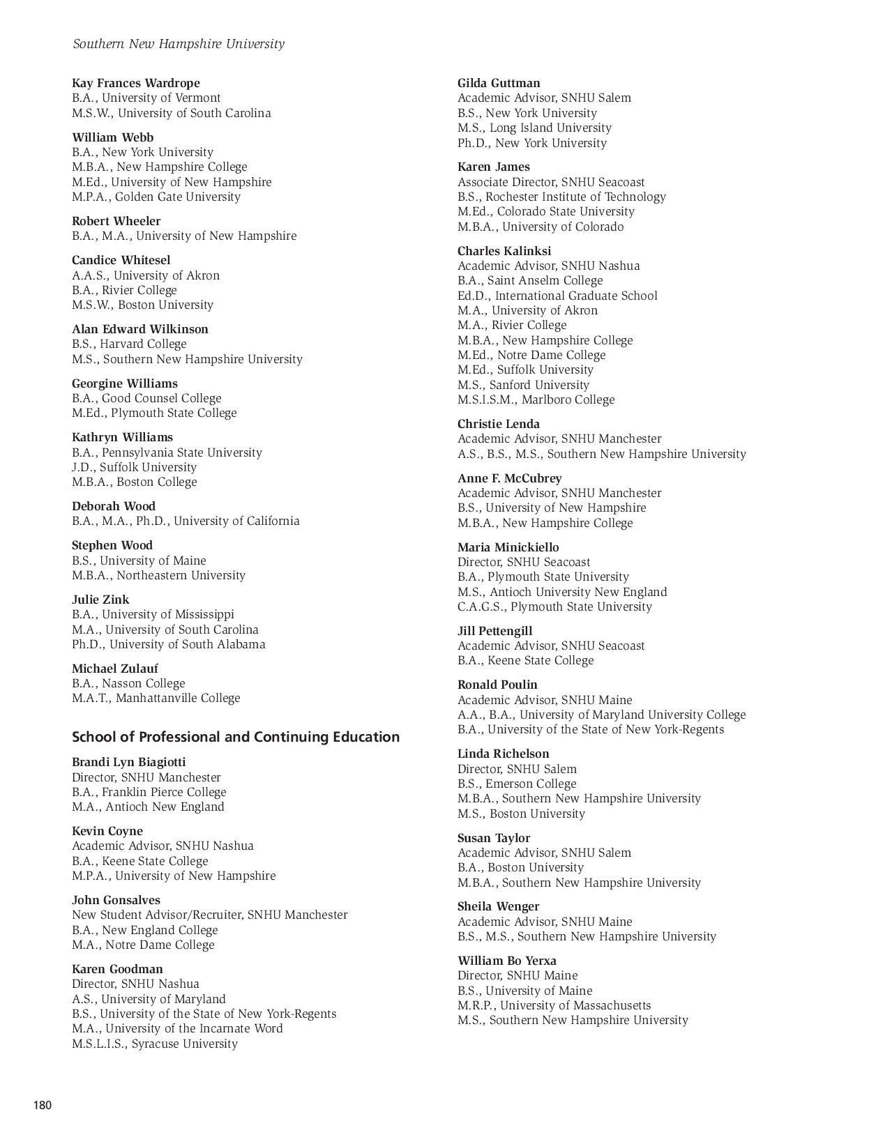 SNHU Undergraduate Catalog 20092010 by Southern New Hampshire