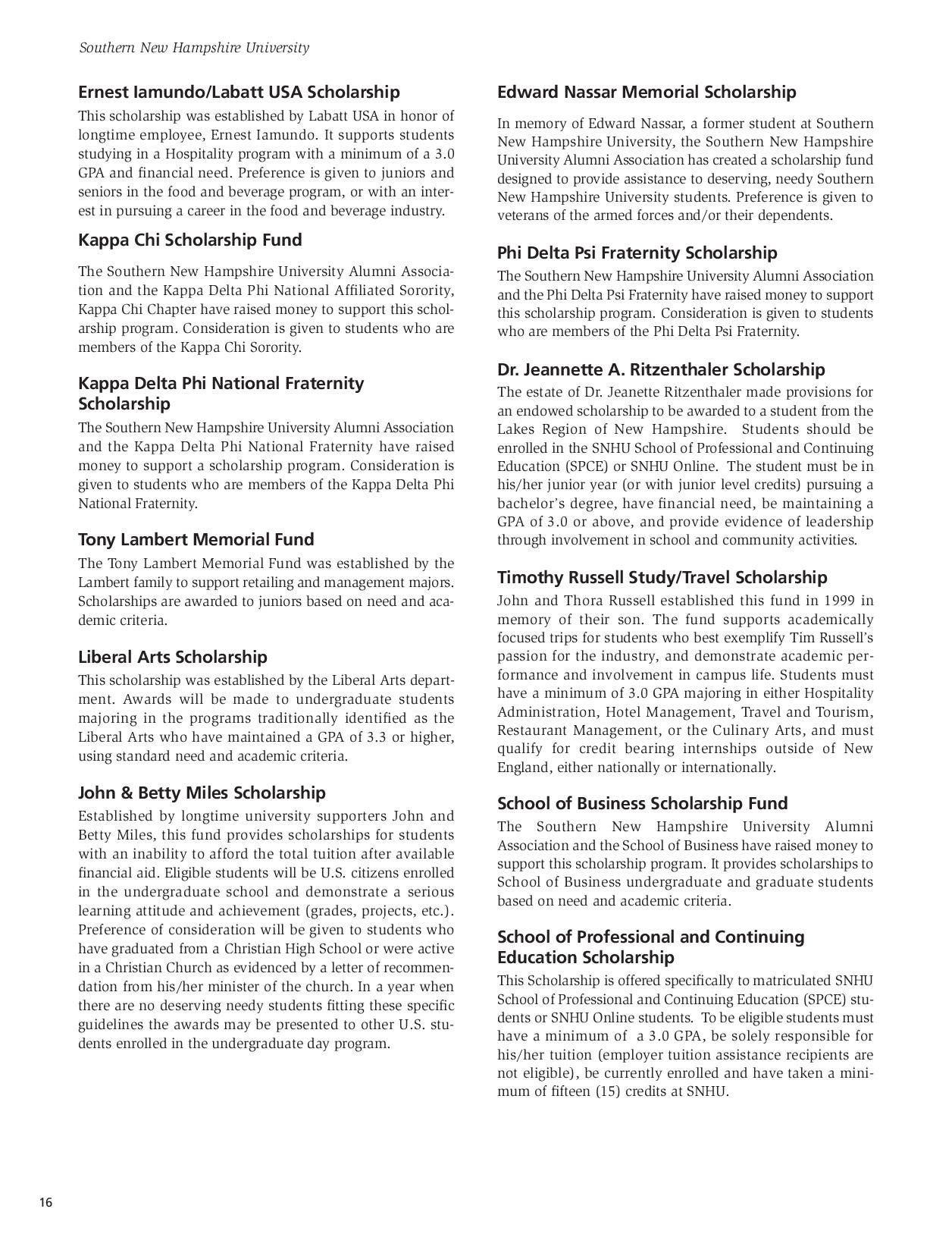 SNHU Undergraduate Catalog 20092010 by Southern New Hampshire