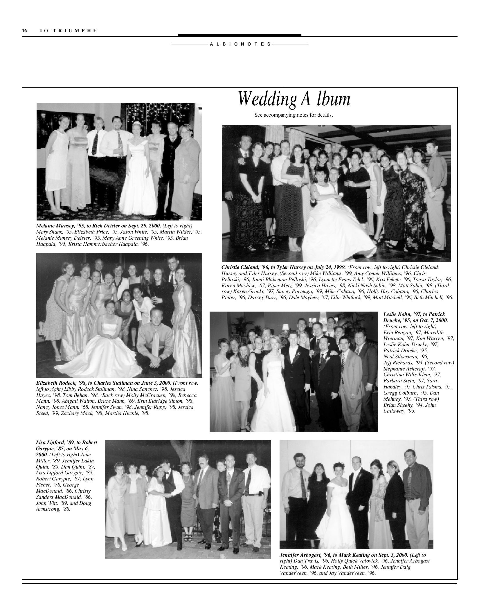 Io Triumphe! A magazine for alumni and friends of Albion College by