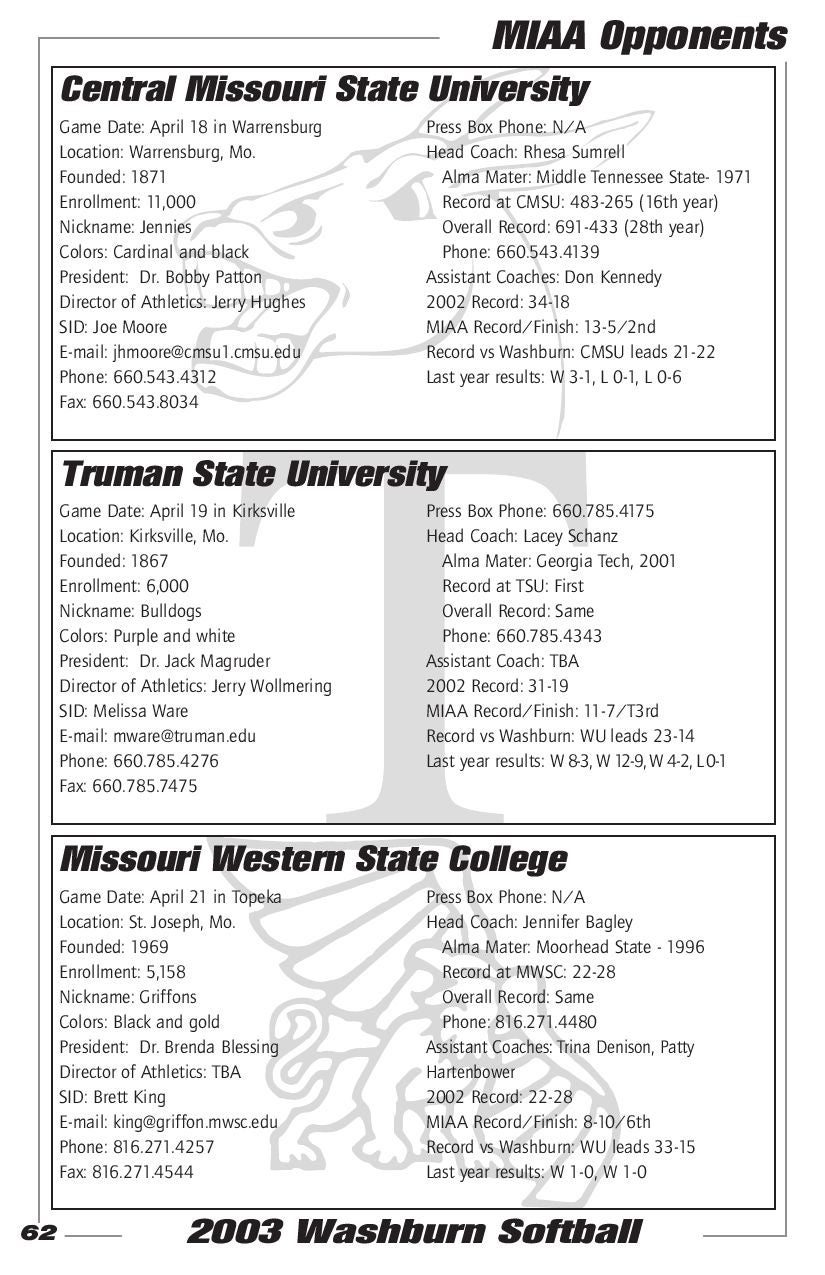 Http Www Wusports Com Documents 07 5 2 03sbmediaguide By Washburn Athletics Issuu