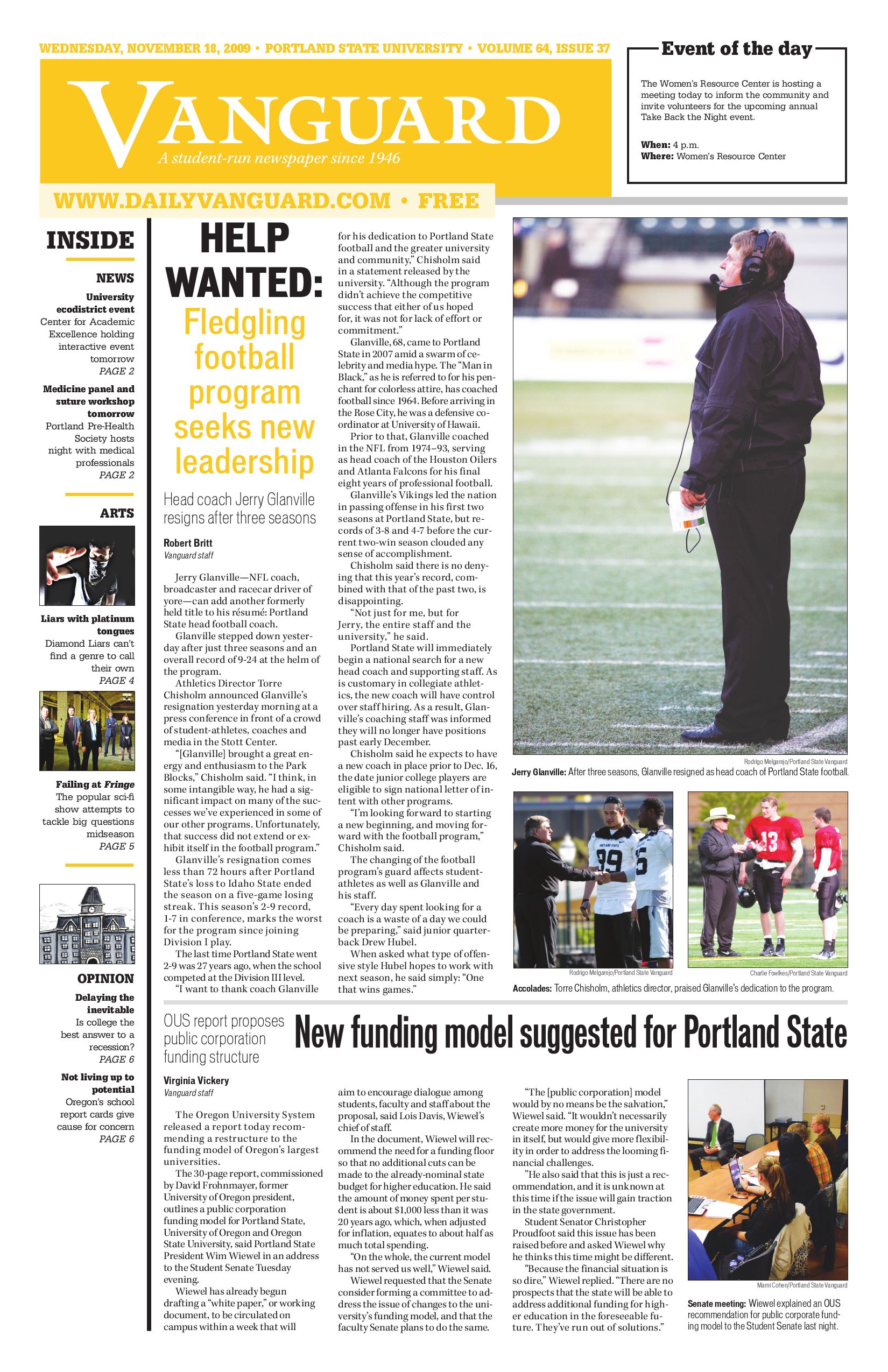 Daily Vanguard November 18, 2009 by Portland State Vanguard Issuu