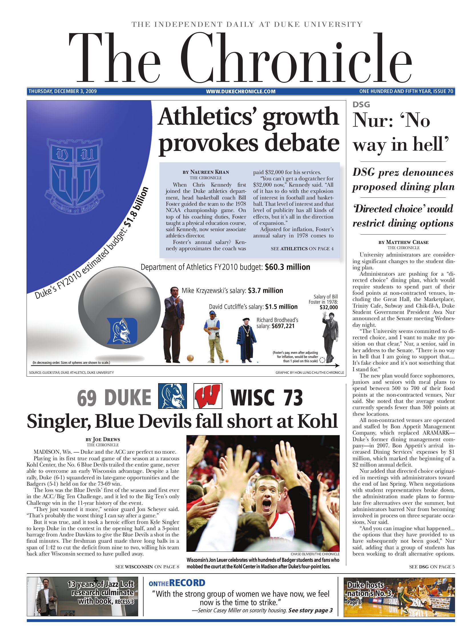 December 3, 2009 issue by Duke Chronicle - Issuu