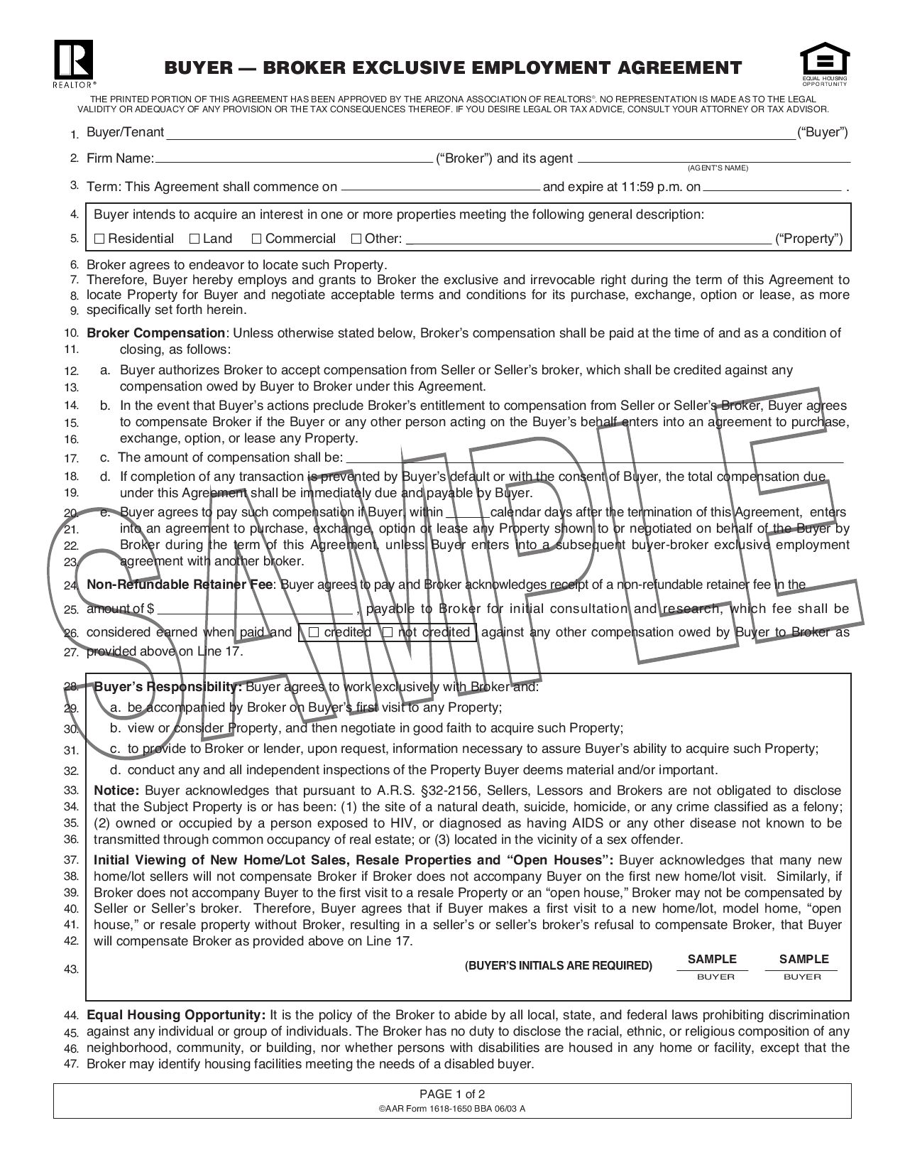 Buyer Broker Agreement by Mark Carvalho Carvalho Real Estate, Inc