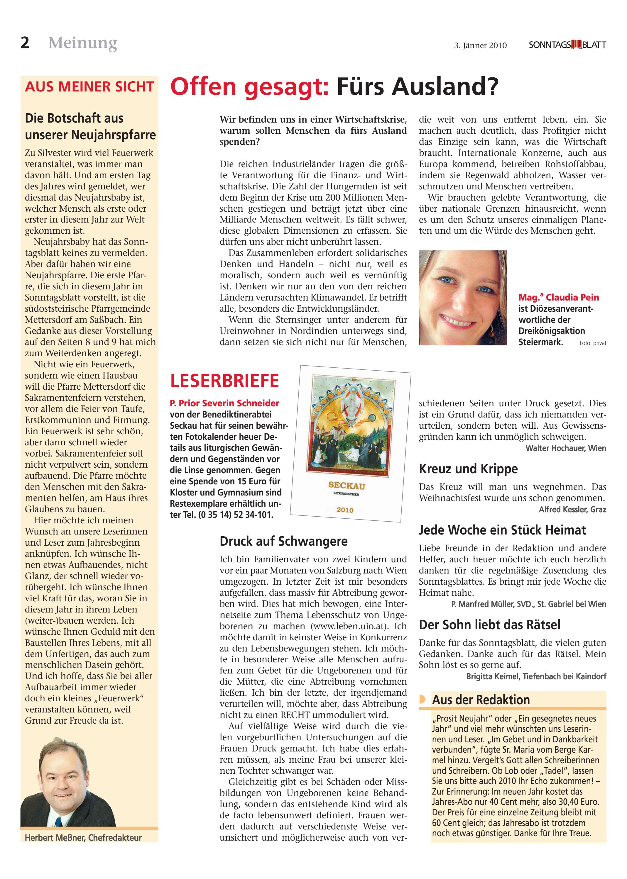 Sonntagsblatt 1/10 by Sonntagsblatt für Steiermark Issuu