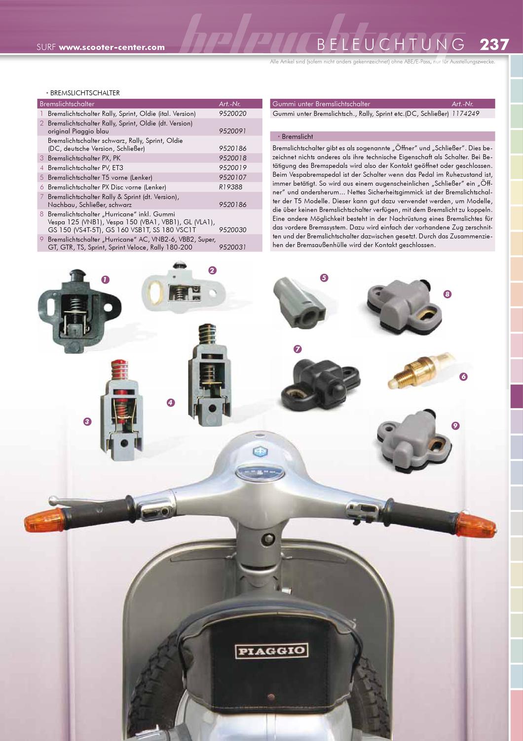 PK /"Schließer/" Bremslichtschalter für Vespa PX T5