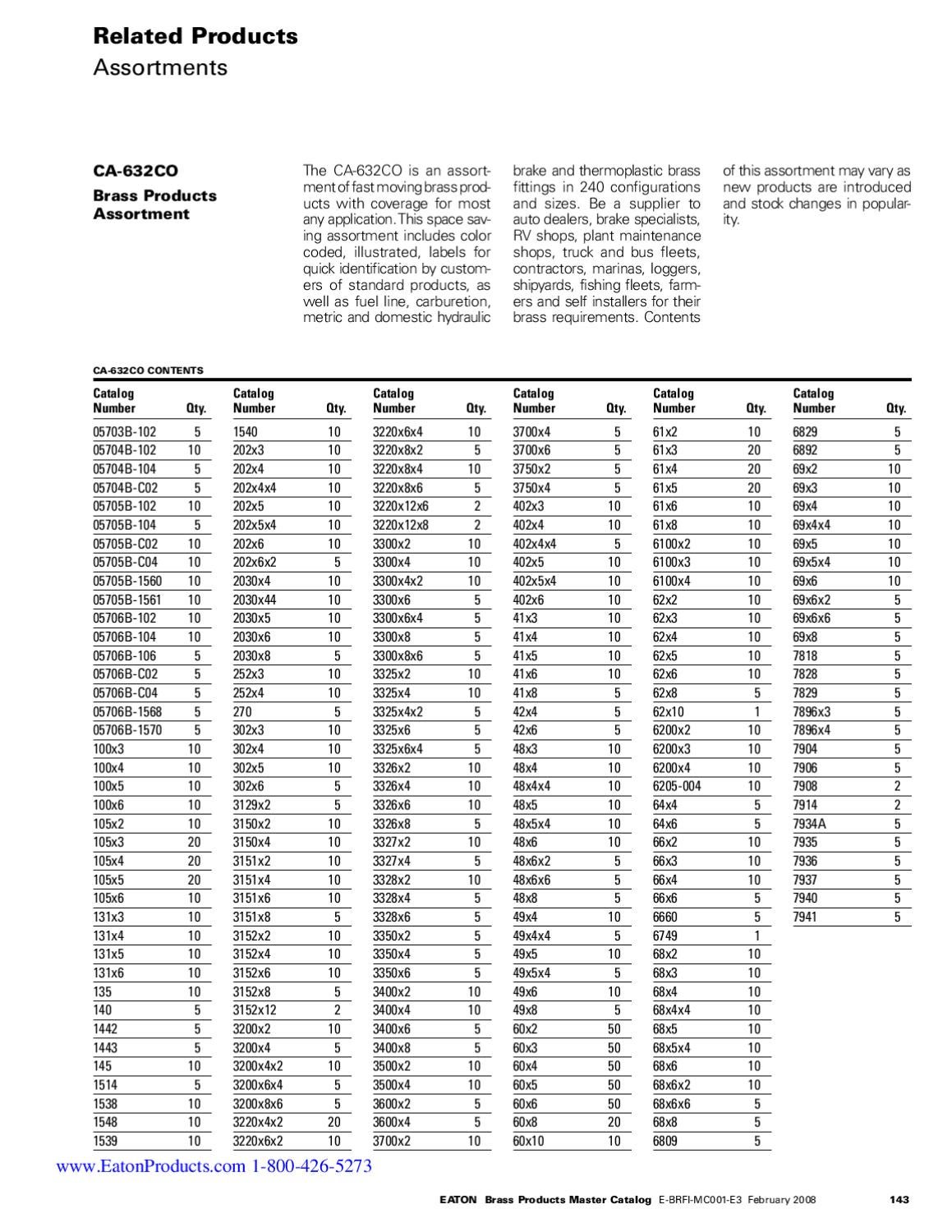 Brass Products Master Catalog Eaton Weatherhead Aeroquip by Murdock