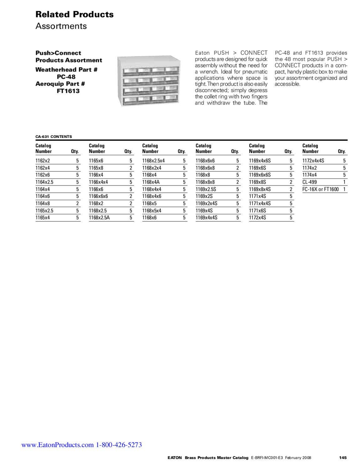 Brass Products Master Catalog Eaton Weatherhead Aeroquip by Murdock
