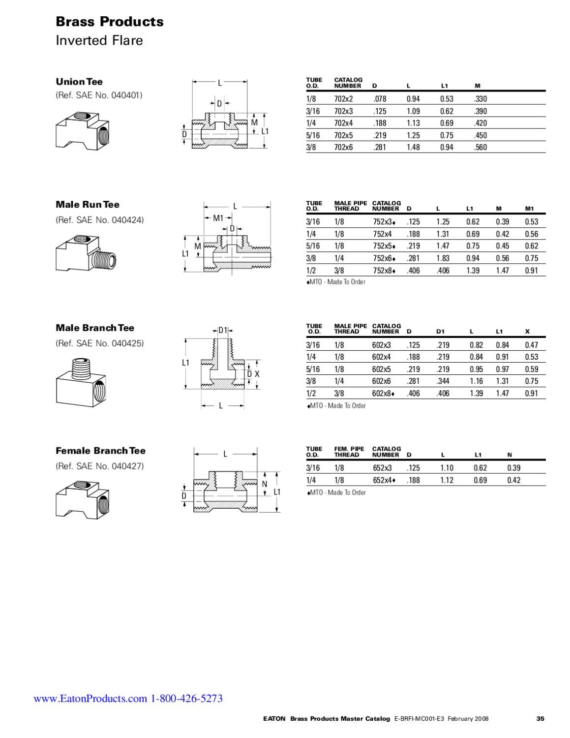 Brass Products Master Catalog Eaton Weatherhead Aeroquip by Murdock