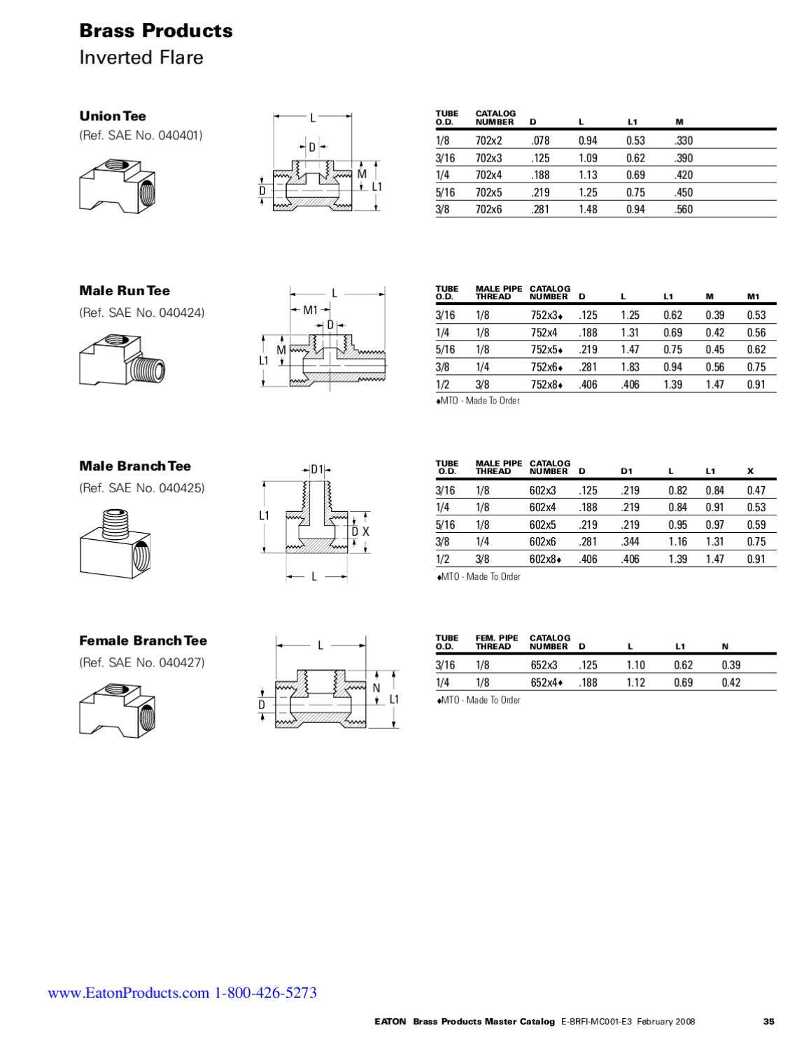 Brass Products Master Catalog Eaton Weatherhead Aeroquip by Murdock