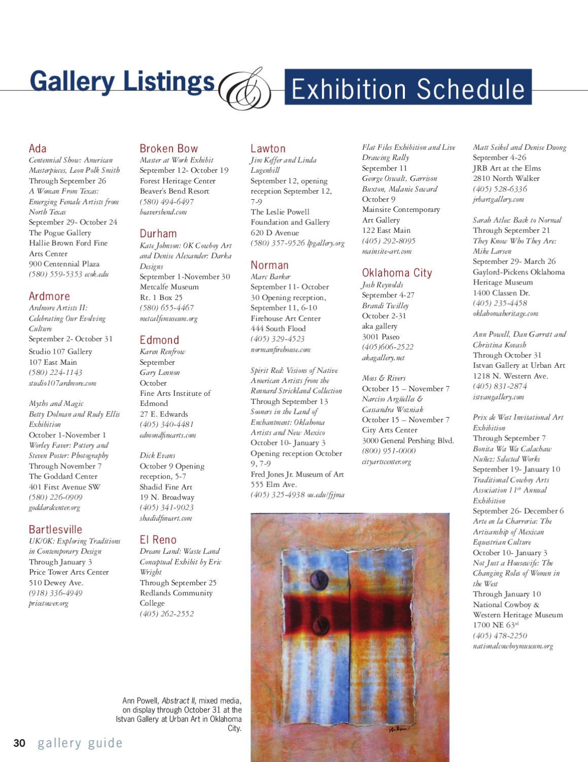 Art Focus Oklahoma September October 09 By Oklahoma Visual Arts Coalition Issuu