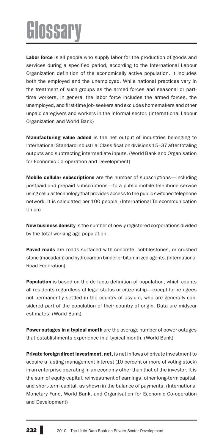 The Little Data Book On Private Sector Development 2010 By World