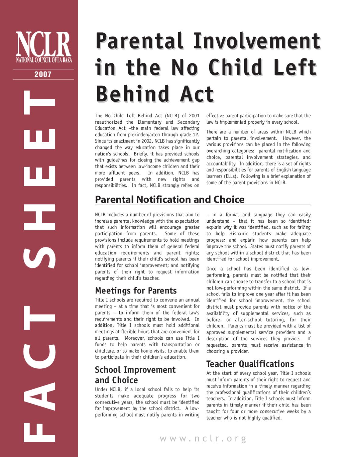 Parental Involvement In The No Child Left Behind Act By UnidosUS Issuu