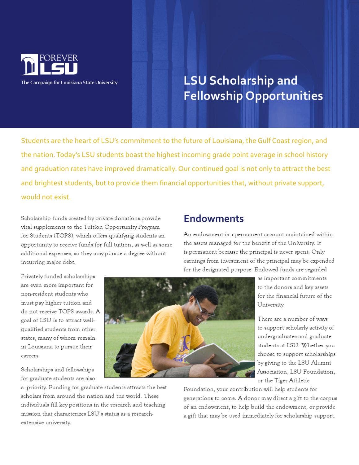Lsu Earn Program Forever LSU Scholarship Brochure by LSU Foundation - Issuu
