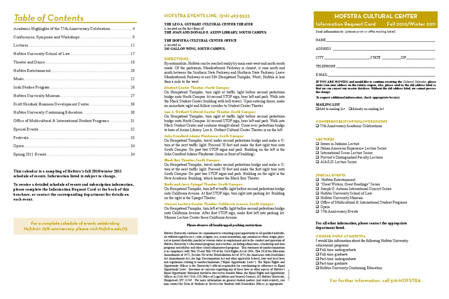 Hofstra Cultural Center Calendar Of Events By Hofstra University Issuu