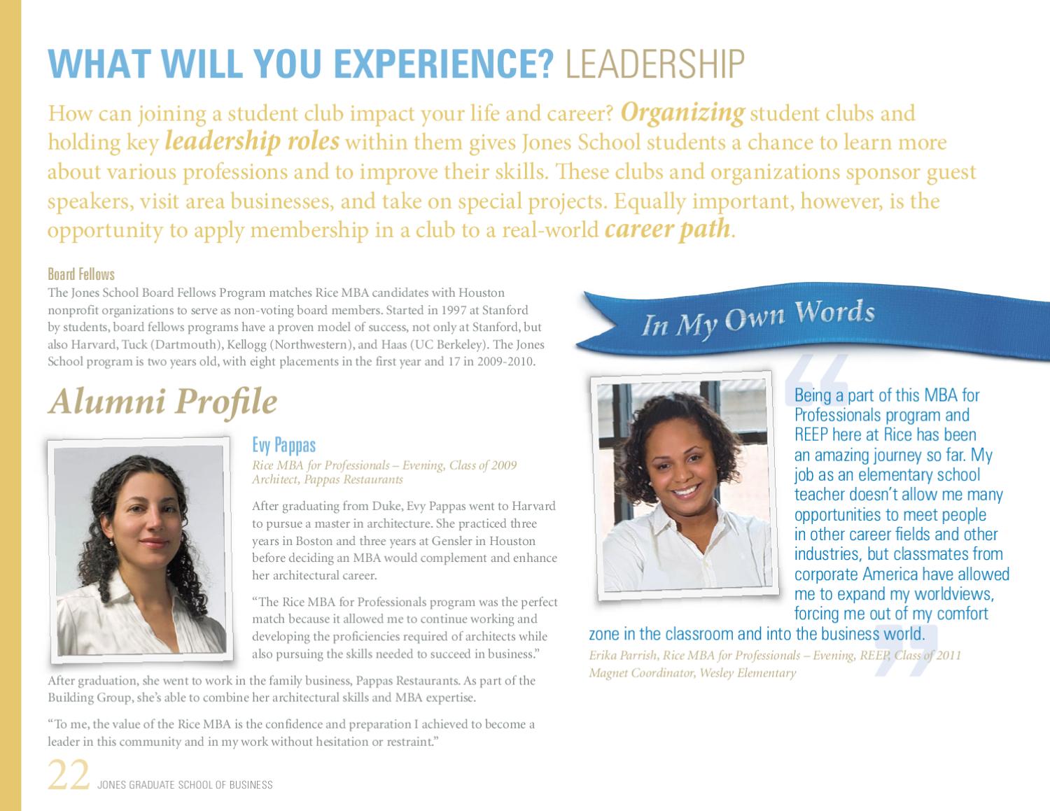 rice mba for professionals brochure by rice business issuu first jobs for 17 year olds