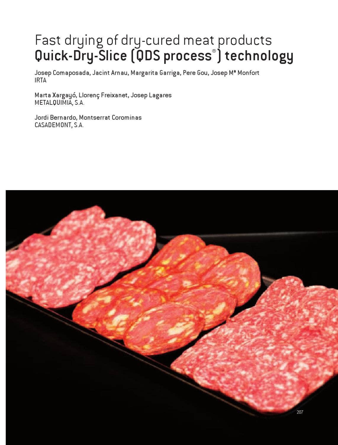 Fast-drying of dry-cured meat products: Quick-Dry-Slice Technology ...
