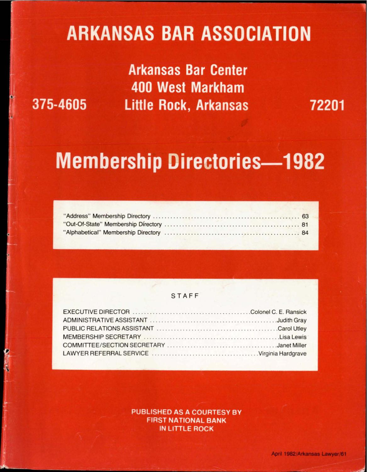APRIL 1982 by Arkansas Bar Association - Issuu