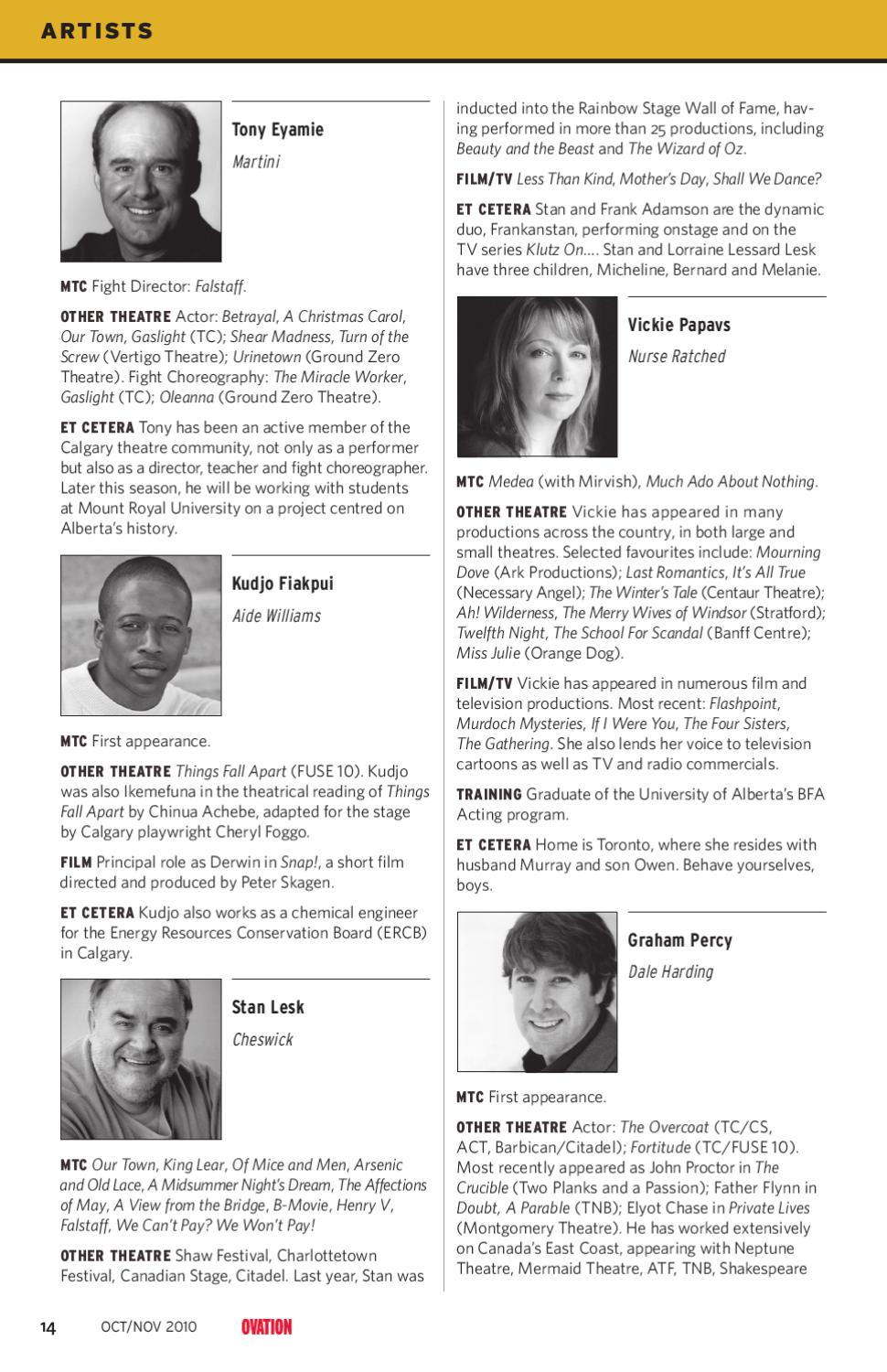 Ovation Vol 18 No 1 By Royal Manitoba Theatre Centre Issuu