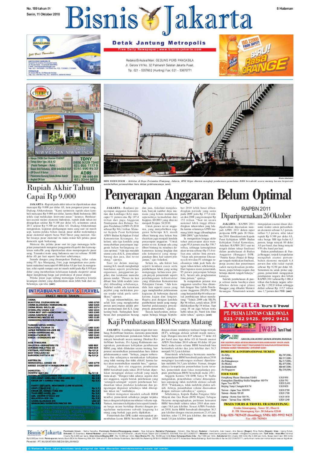 Bisnis Jakarta Senin 11 Oktober 2010 By E Paper KMB Issuu