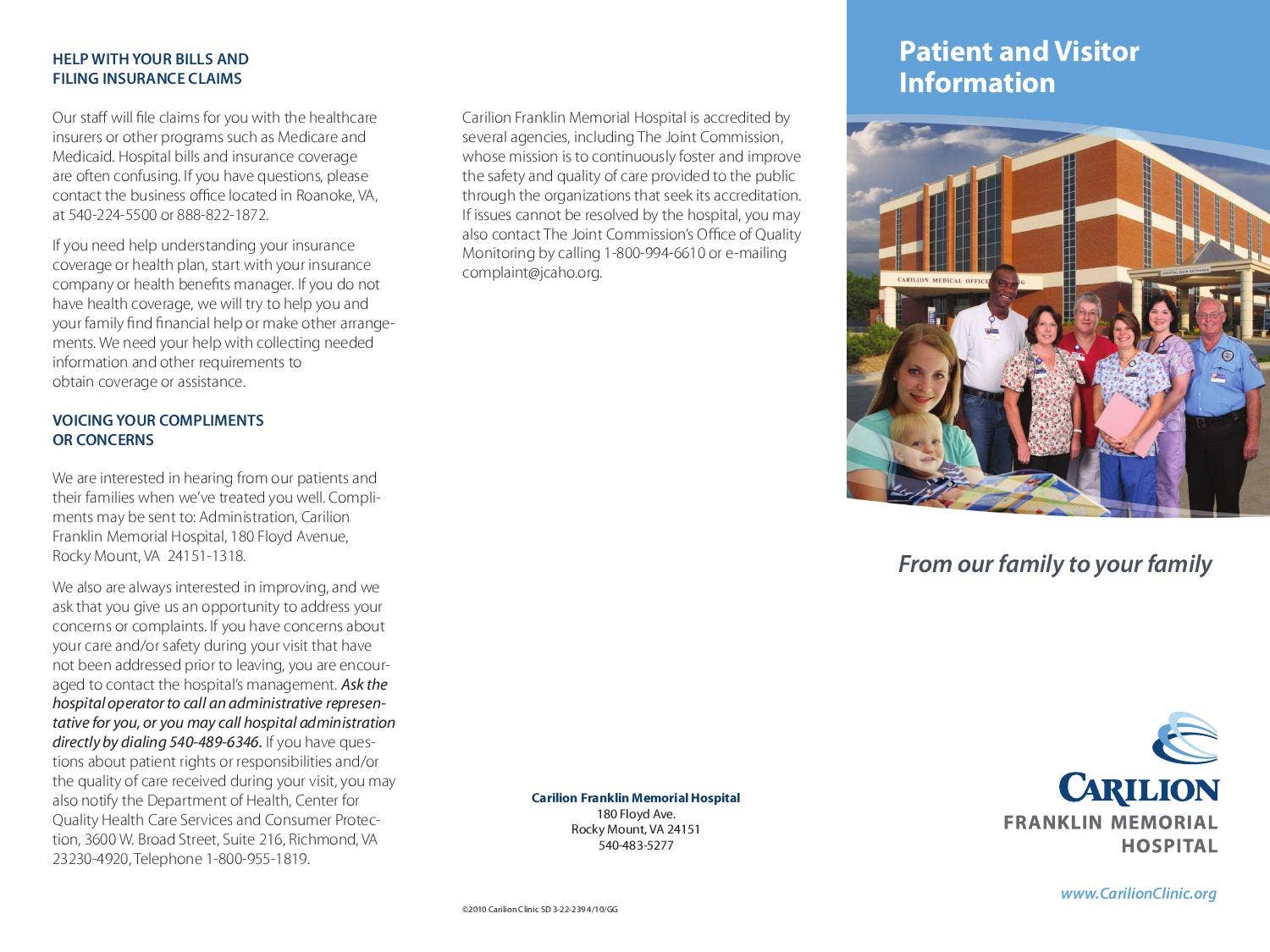 Cfmh Patient & Visitor Brochure - Carilion Franklin Memorial Hospital by ...