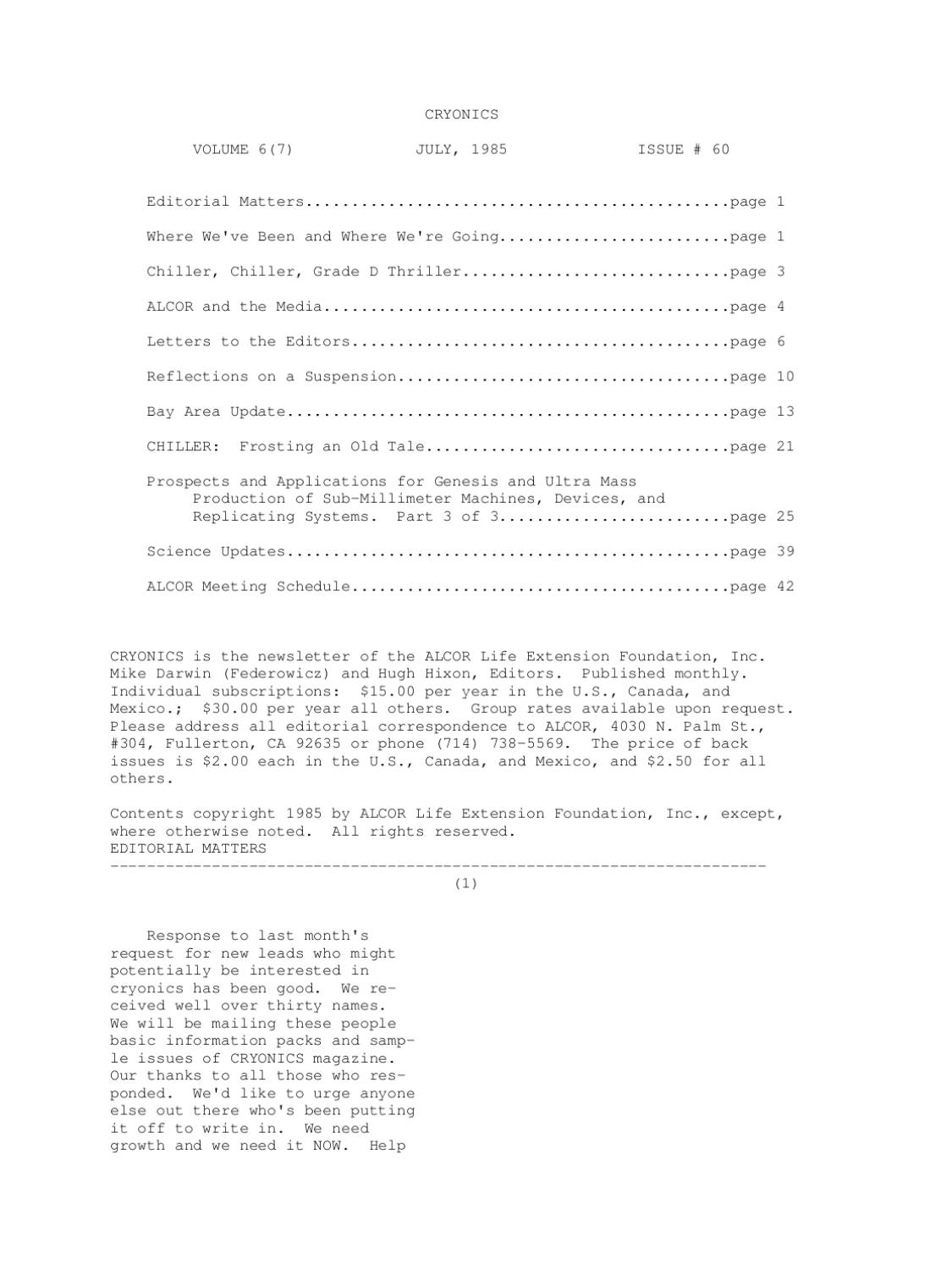 cryonics8507 by Alcor Life Extension Foundation Issuu