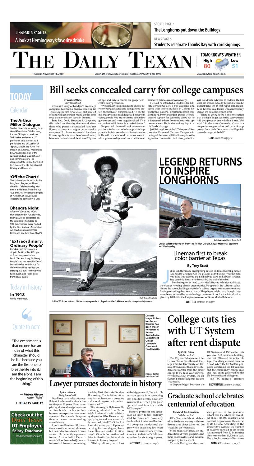 The Daily Texan 11-11-10 by The Daily Texan - Issuu