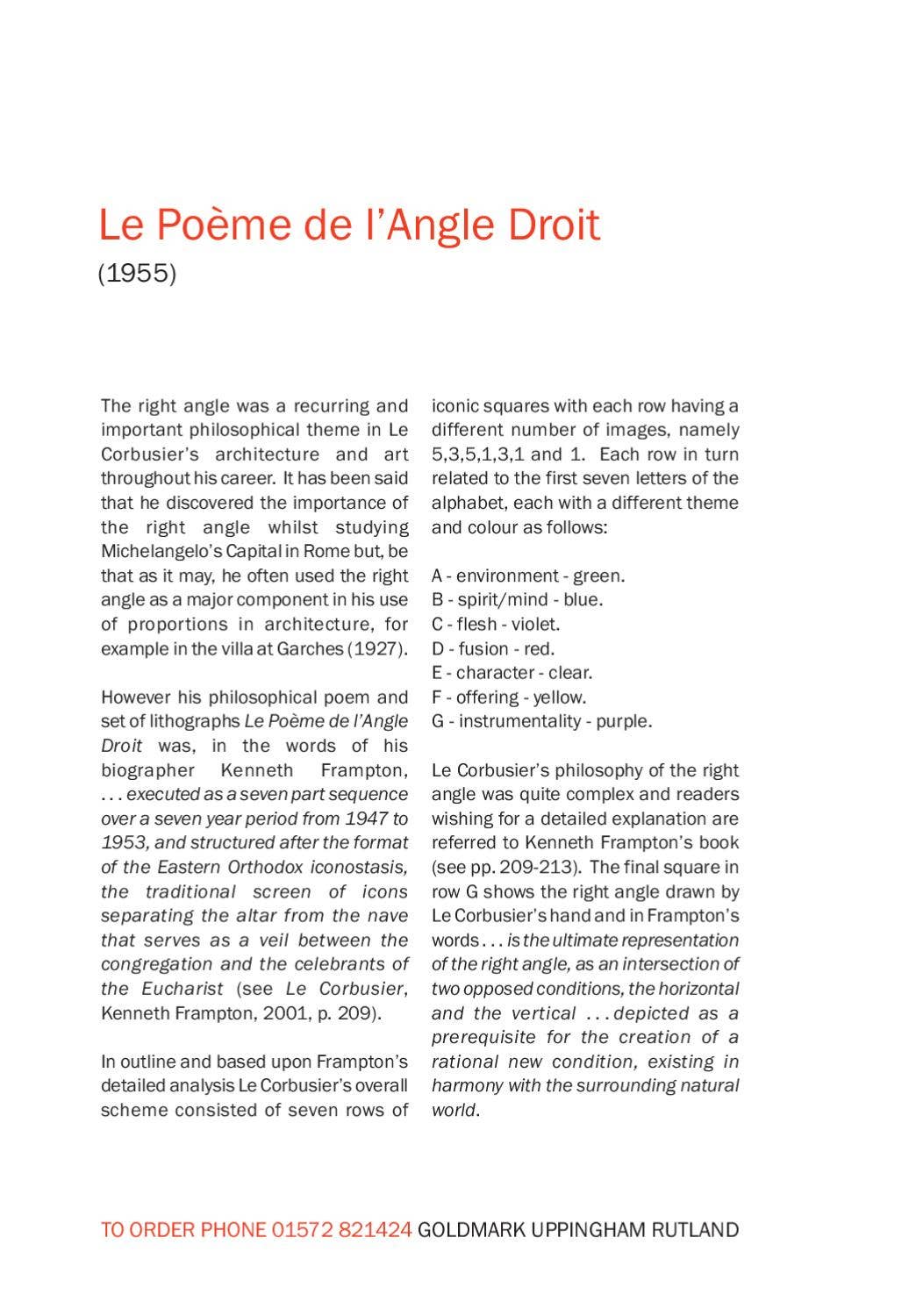 Le Corbusier - Le Poème de l'Angle Droit by Goldmark Gallery
