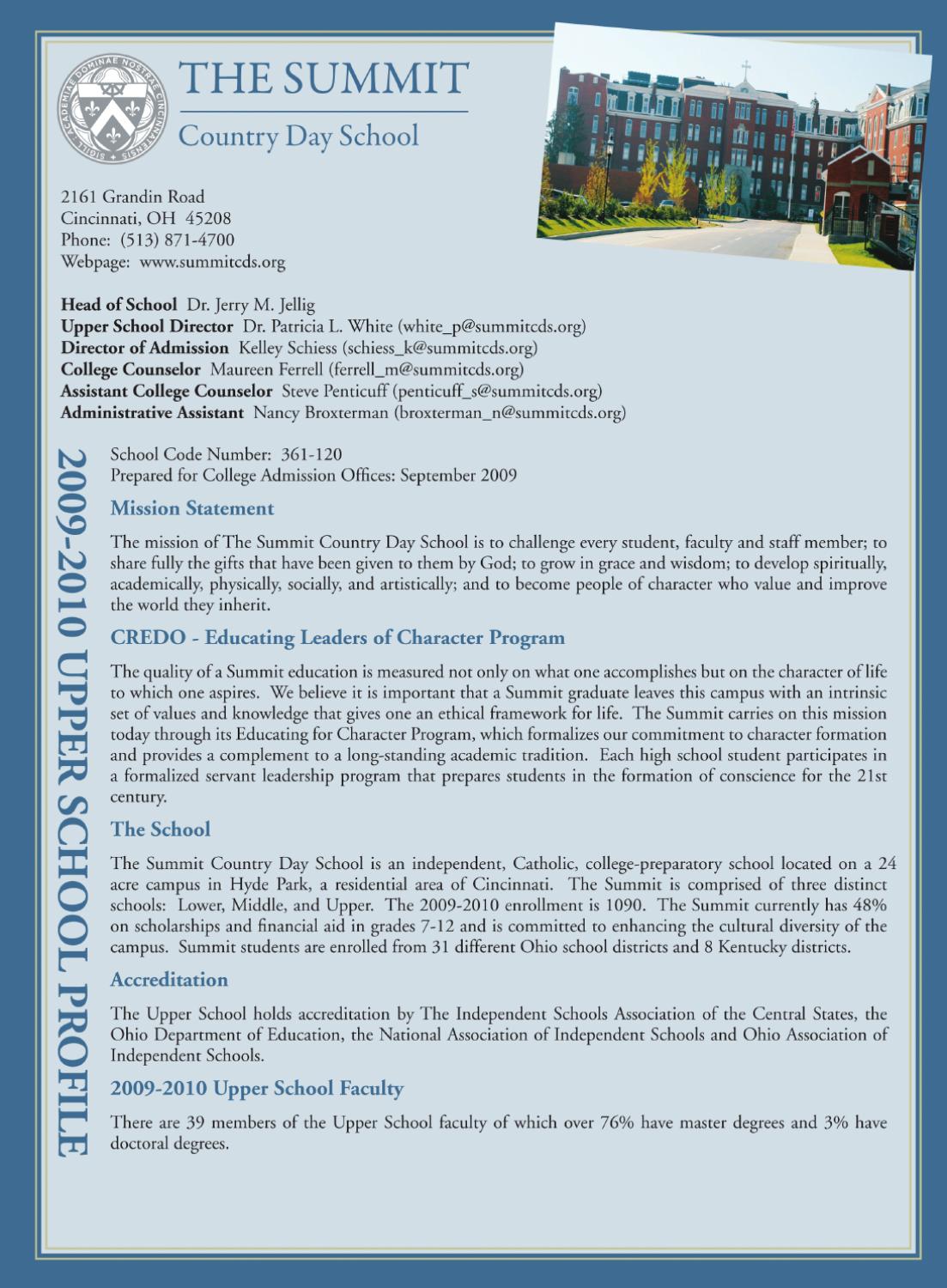 Country Summit Key Notes.pdf Summit Profile 2009-2010 by The Summit Country Day School - Issuu